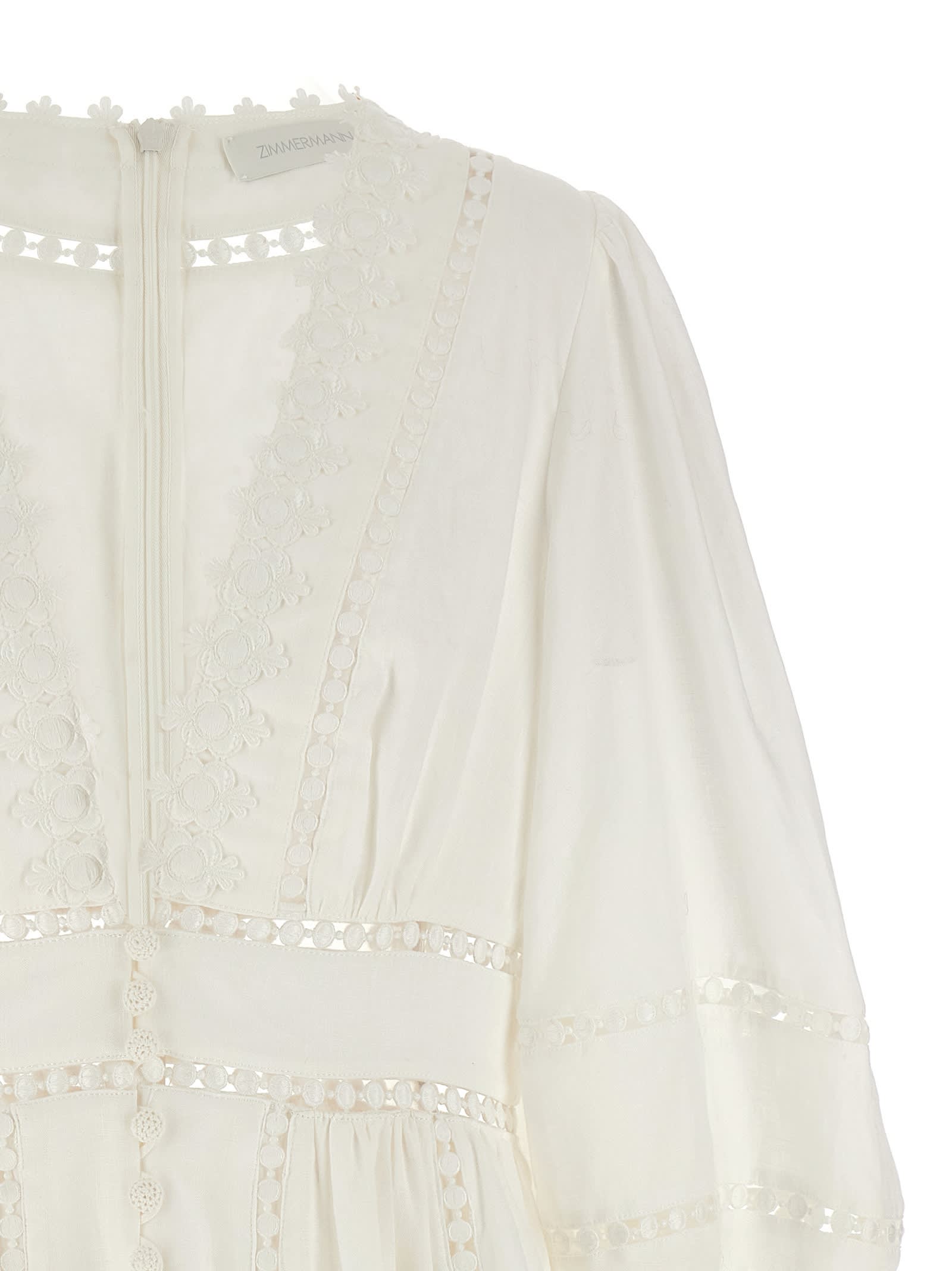 Shop Zimmermann Pop Trimmed Mini Dress In White