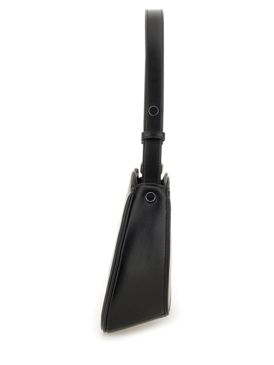 Diesel Play-semi Gloss Leather Shoulder Bag In Black
