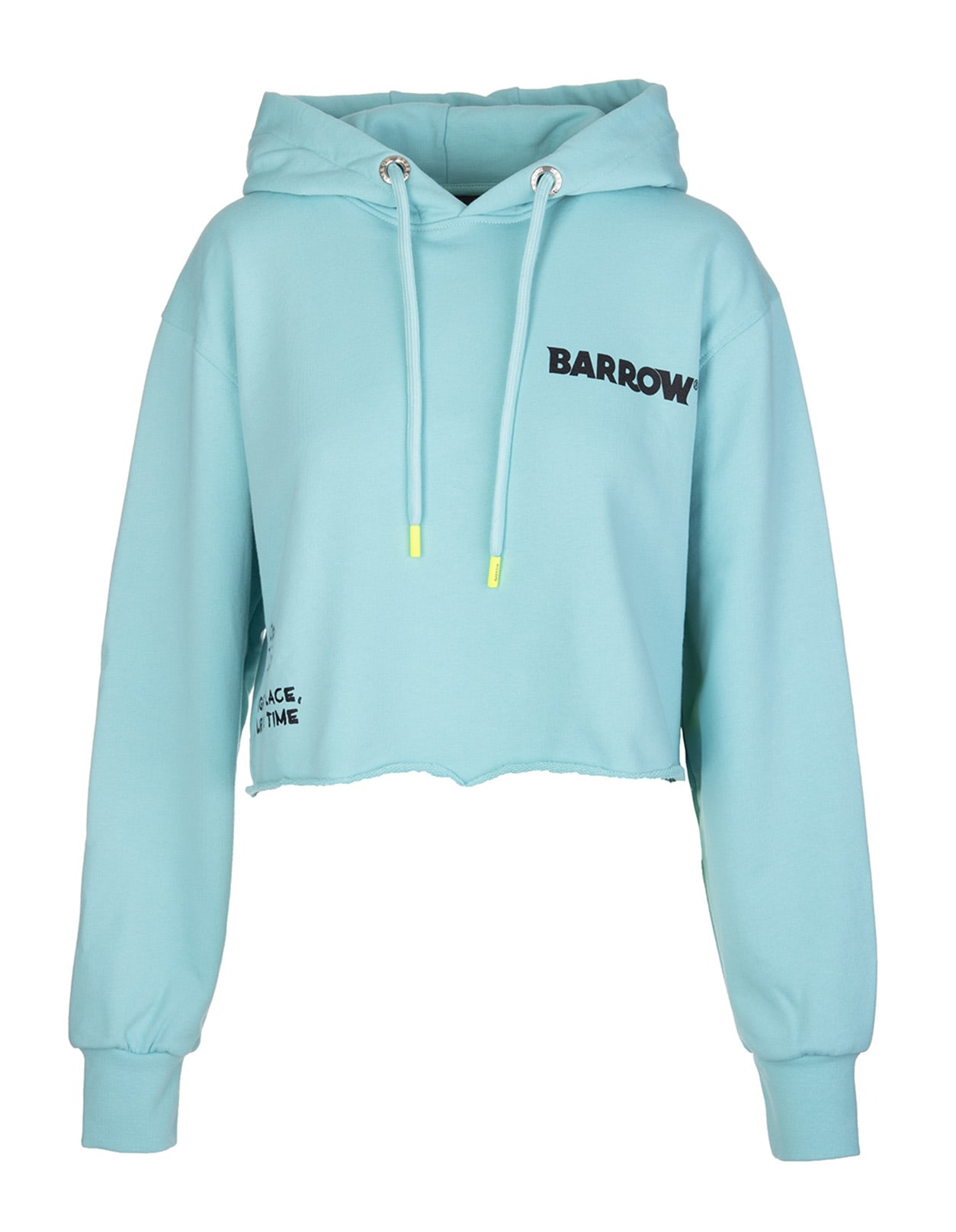 Barrow Mint Green Crop Hoodie With Planet Logo And Strass