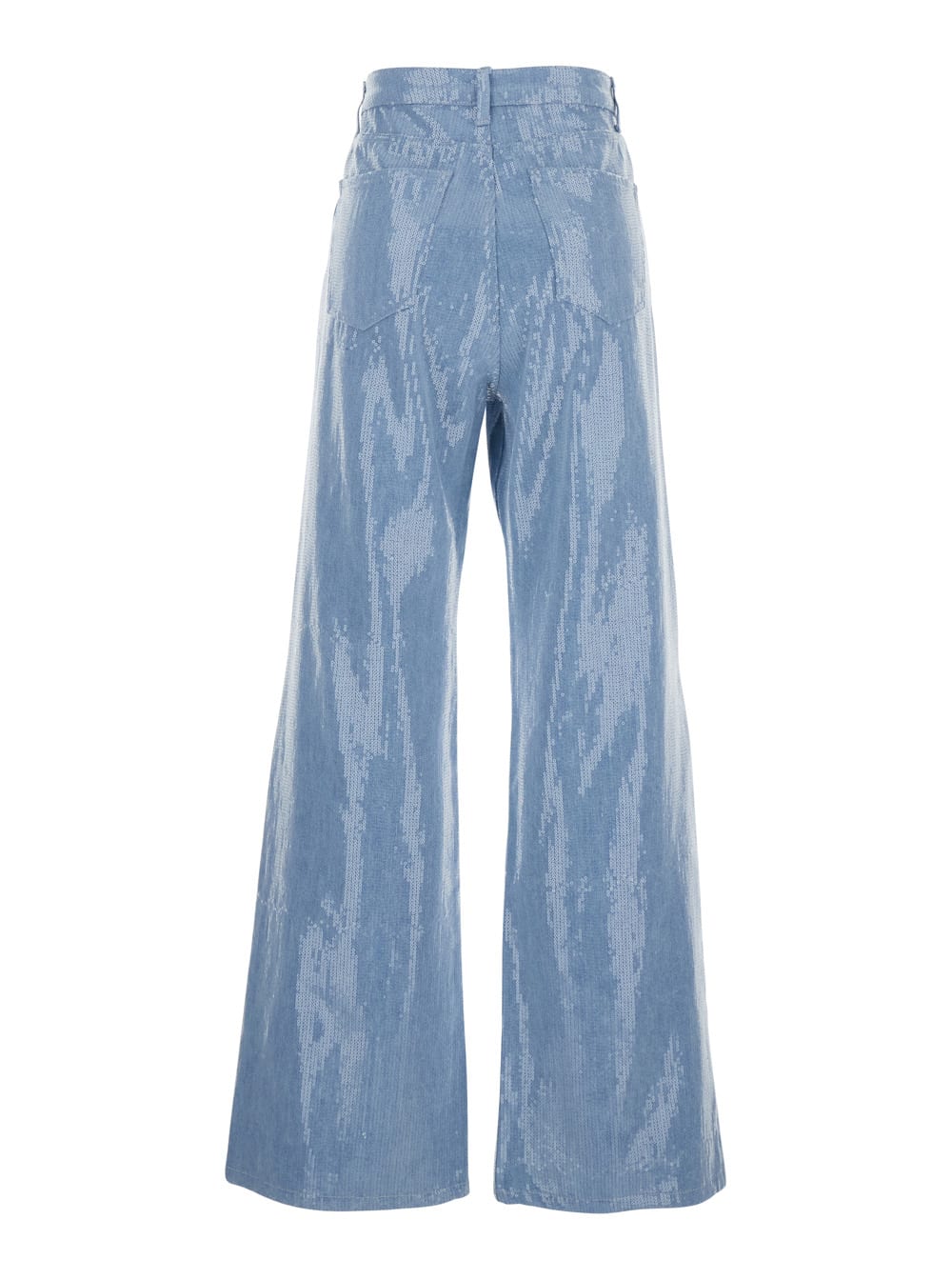 Federica Tosi Light Blue Five-pocket Jeans With All-over Sequins In Fabric Woman In Light Blue