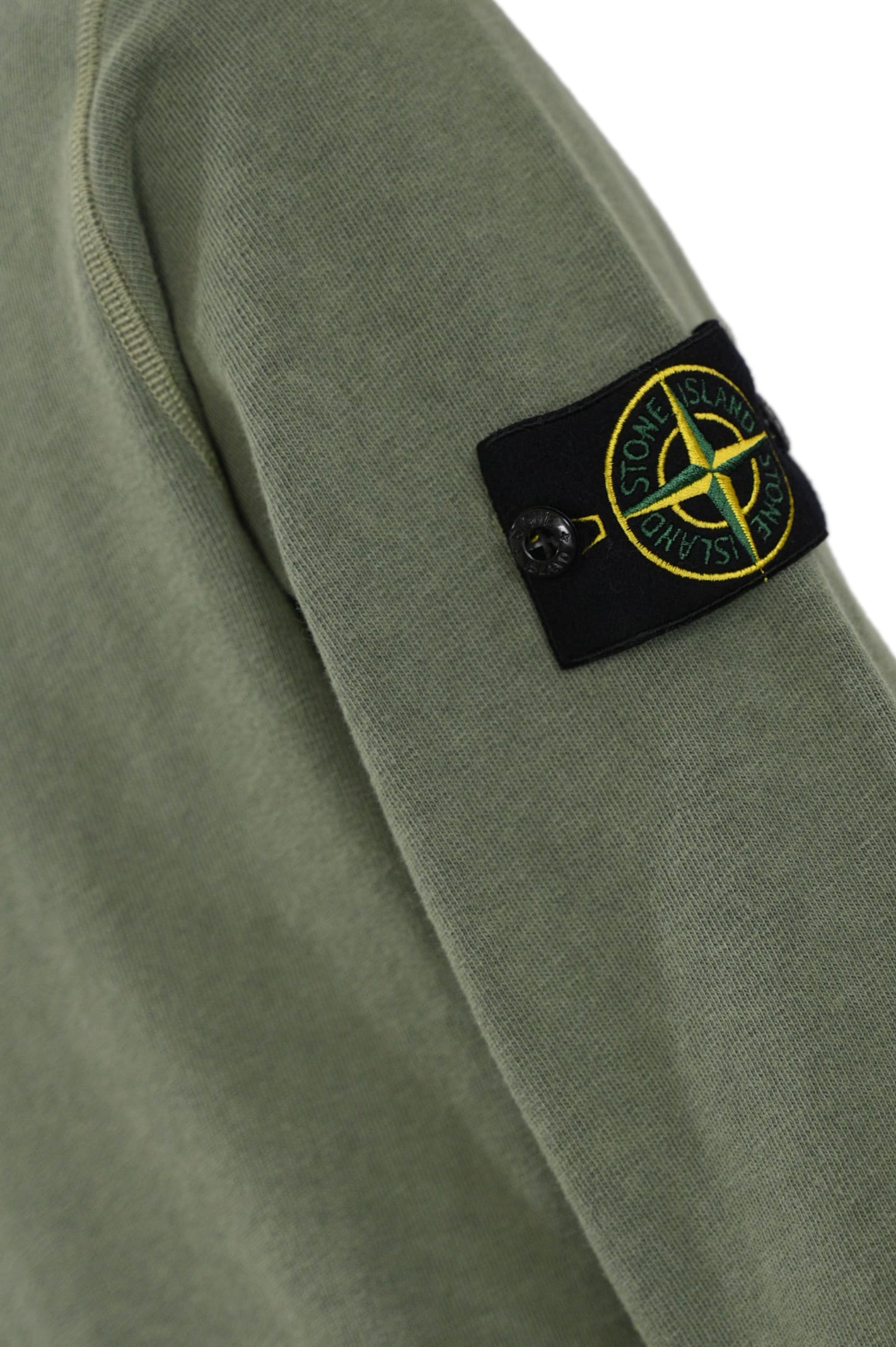 Stone Island Green Crewneck Sweatshirt With Logo Patch On The Sleeve In Cotton Man In Musk