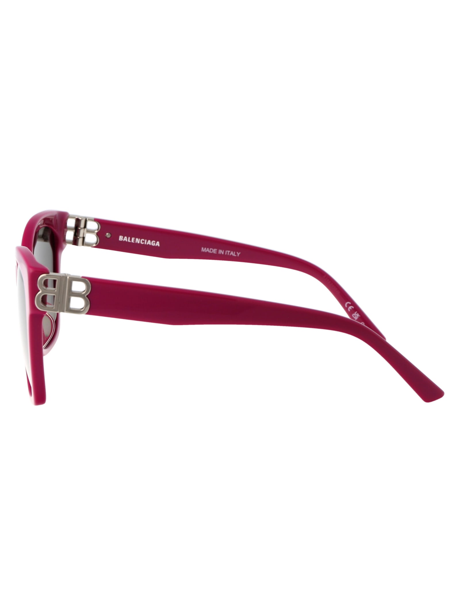 Shop Balenciaga Bb0102sa Sunglasses In 013 Fuchsia Silver Grey