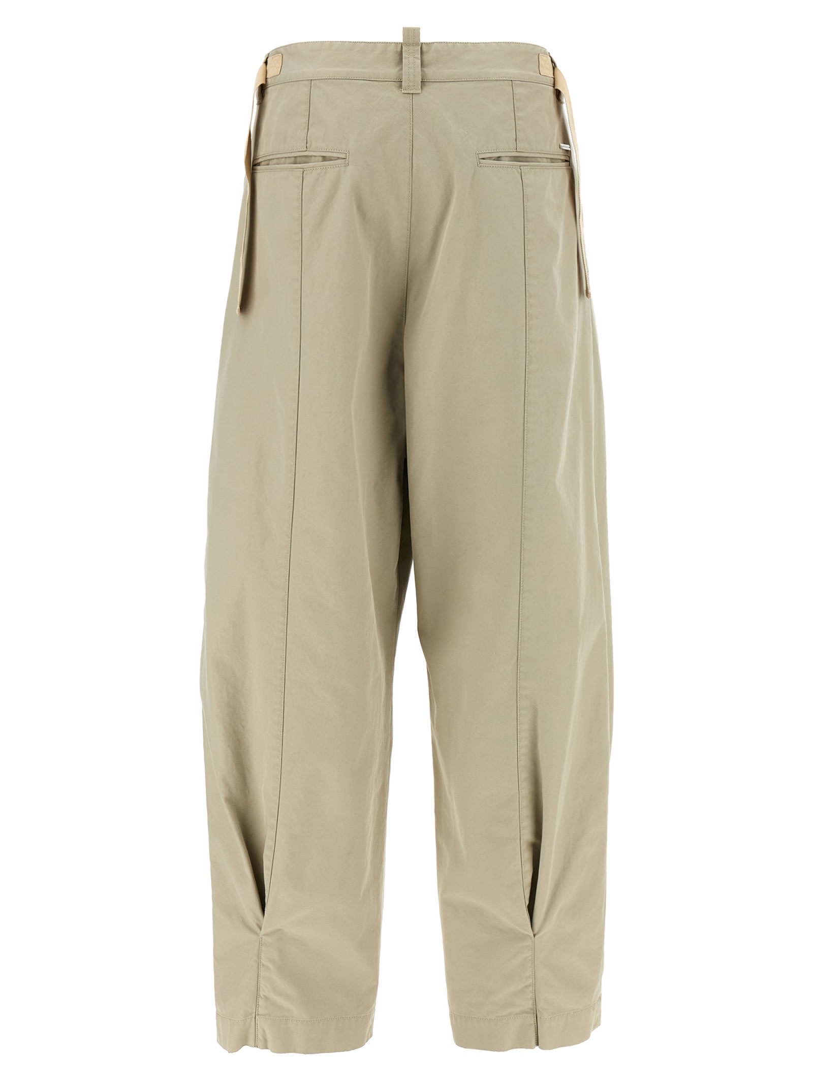 Dsquared2 Tailored Pleated Trousers With Button Detailing In Beige