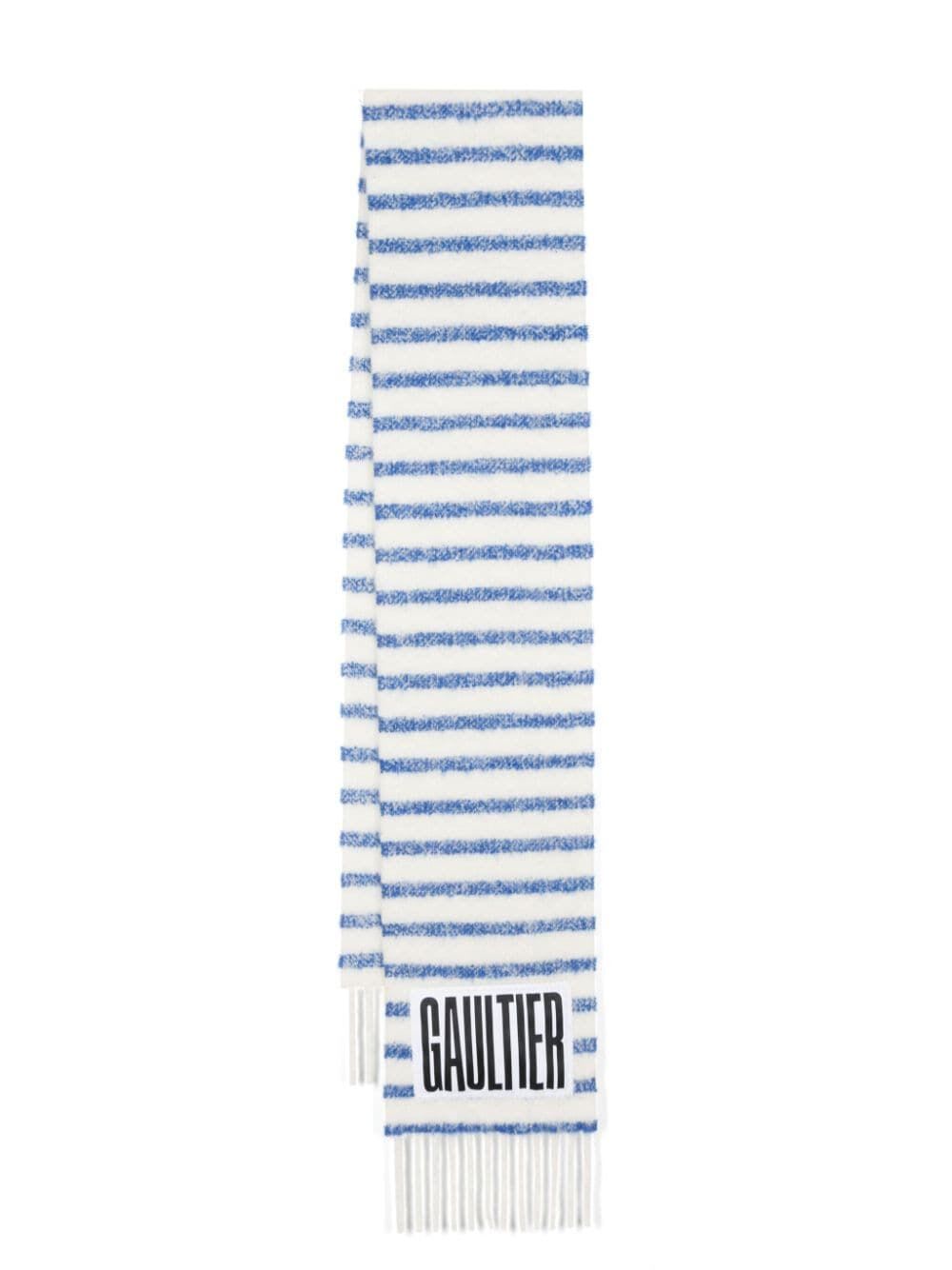 Shop Jean Paul Gaultier Mohair Scarf Mariniere In White Blue