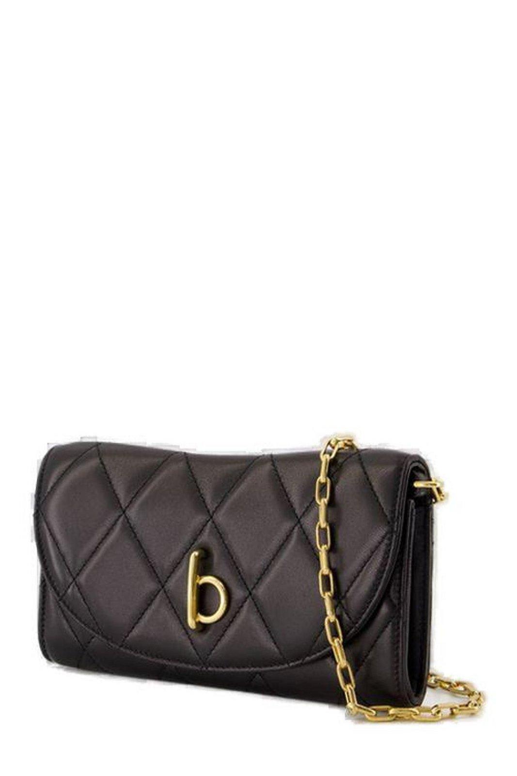 Burberry Rocking Horse Chain Strap Wallet In Black