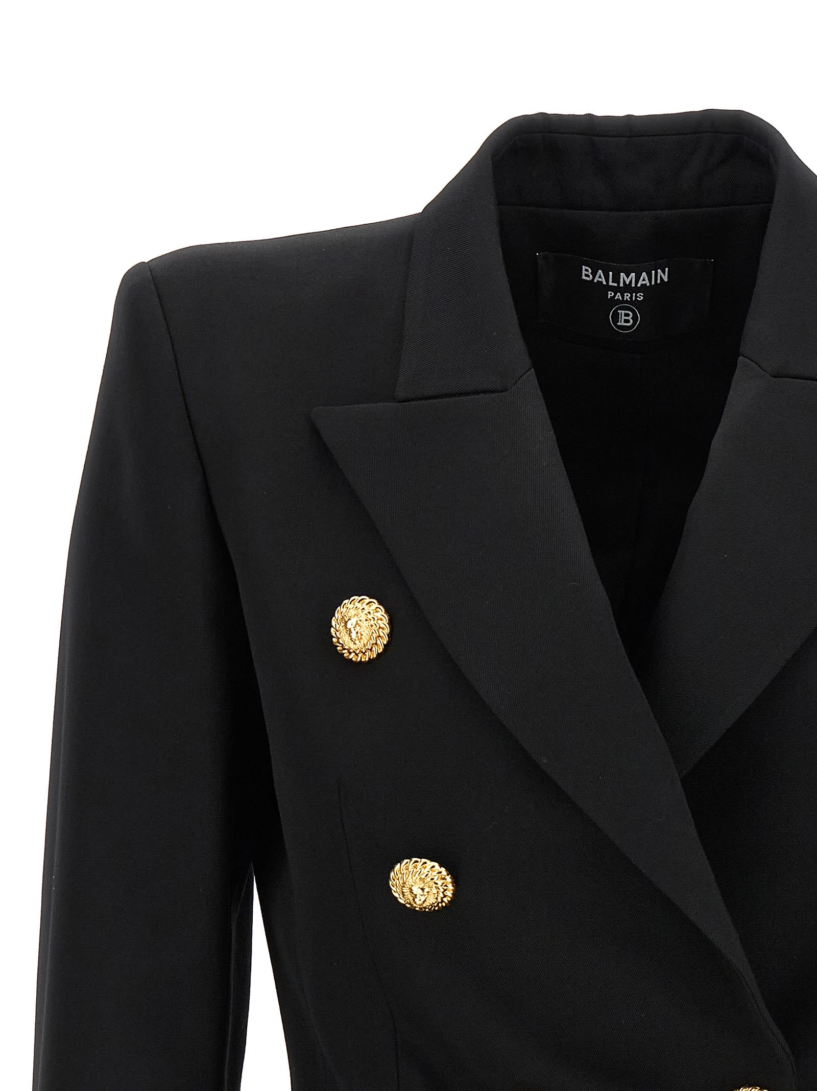Balmain Wool Blazer With Iconic Metal Buttons In Black