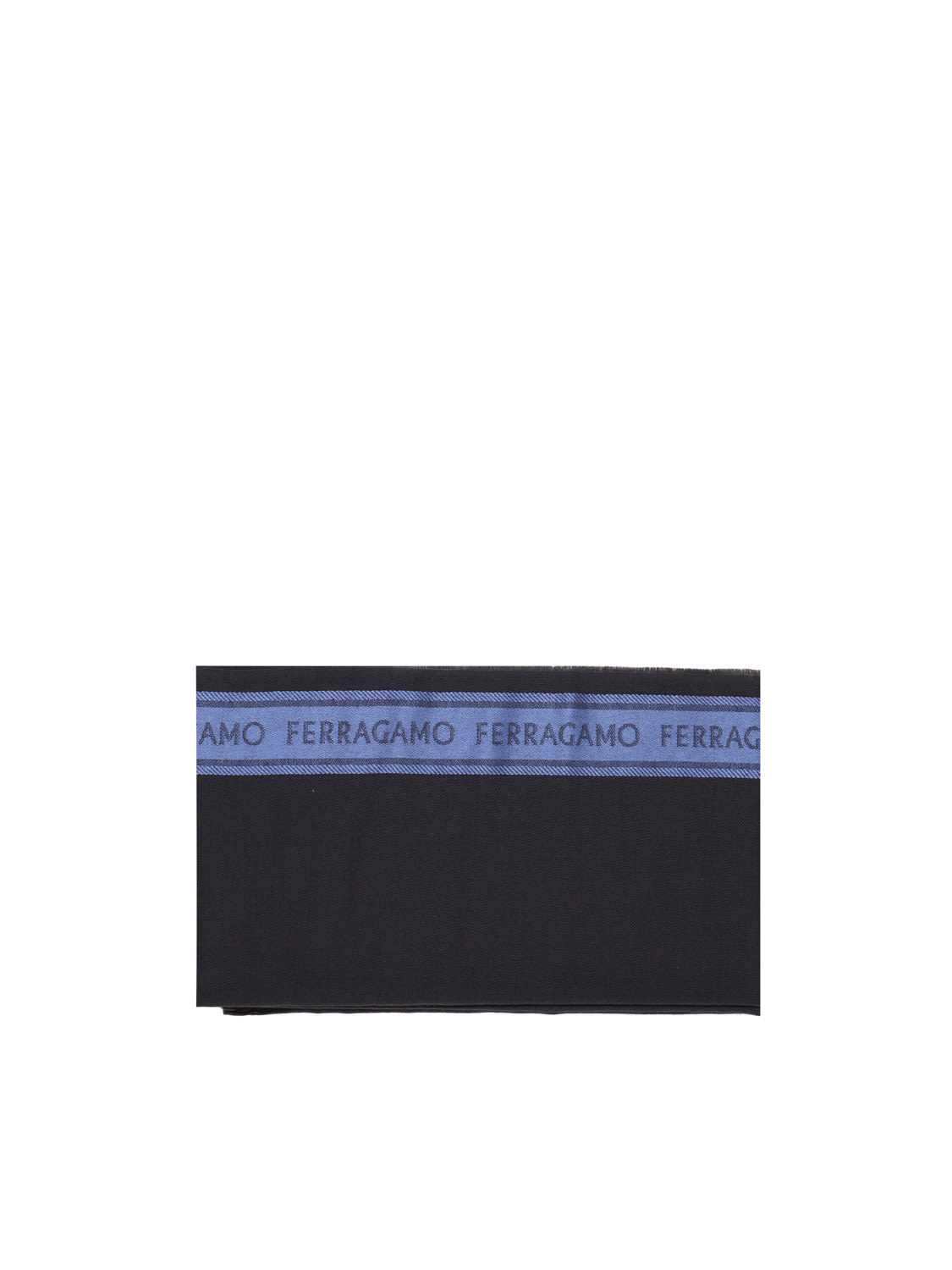 Shop Ferragamo Scarf With Lettering Logo In Grigio/avio