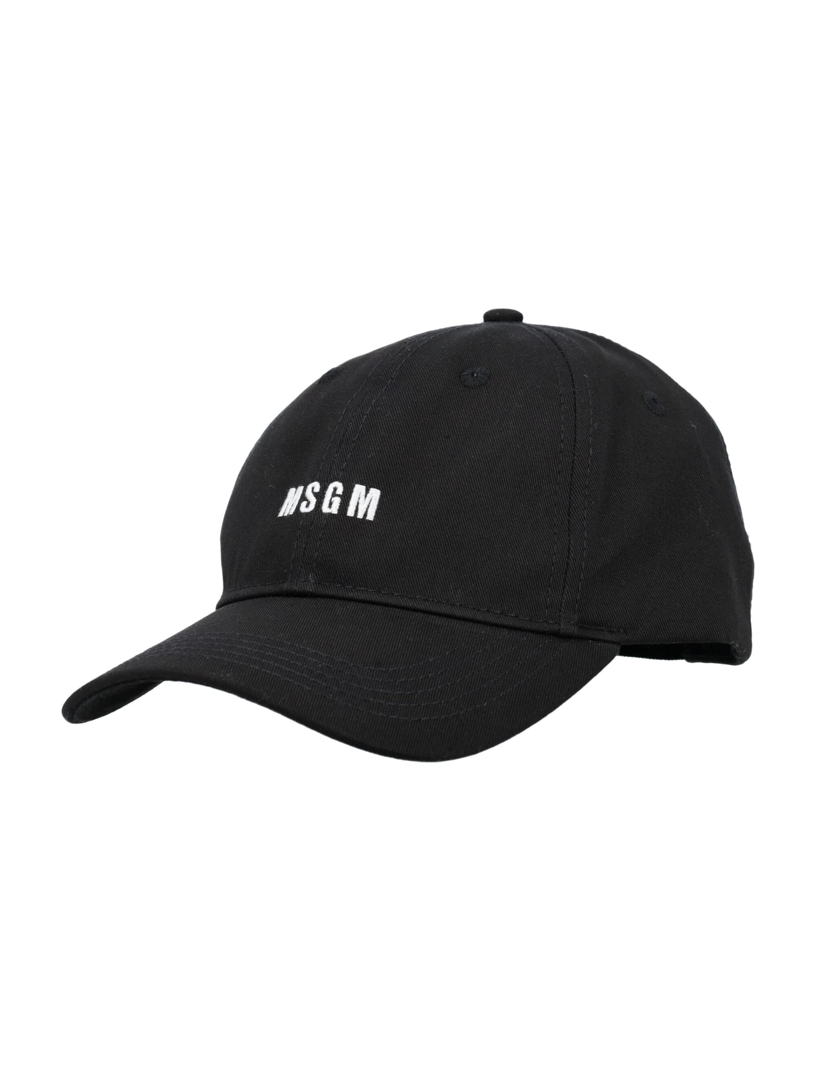 Shop Msgm Logo Cap In Black