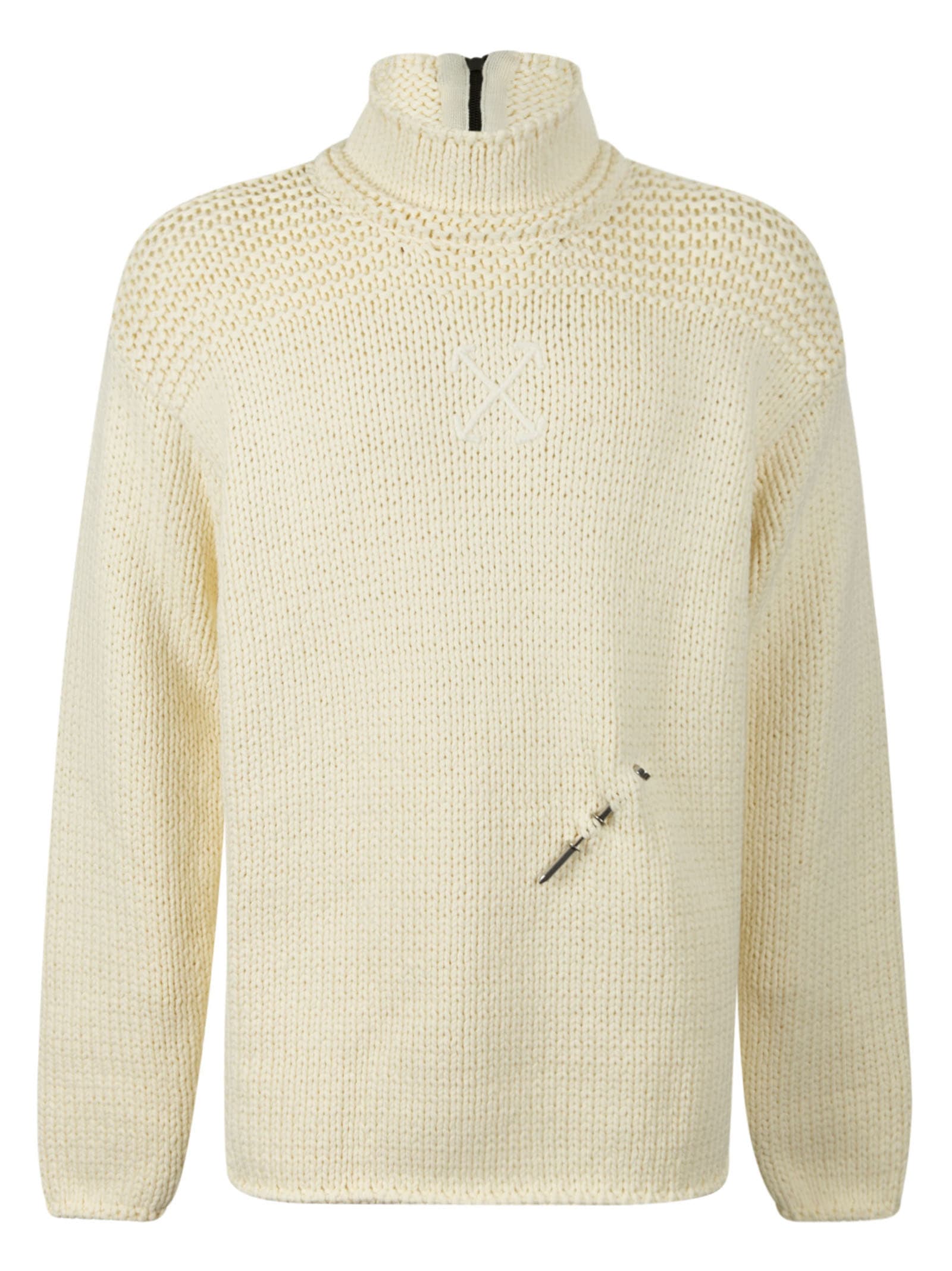 Off-White Meteornail Knit Zip Mockneck Sweater