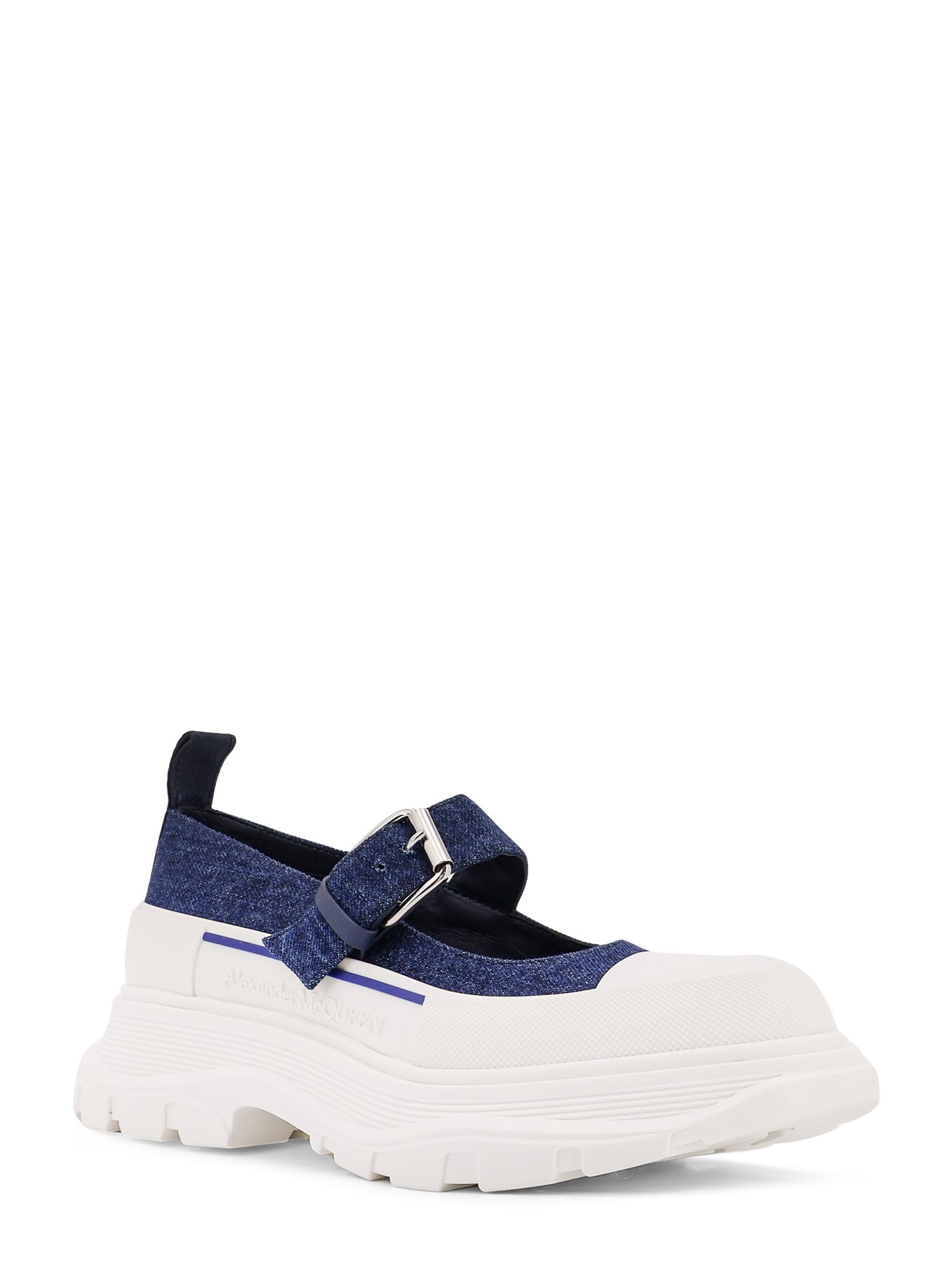 Alexander Mcqueen Denim Mary Jane In Blue