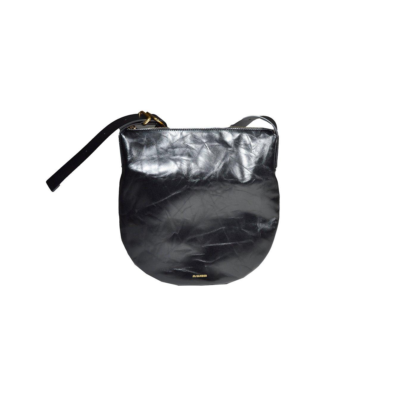 Shop Jil Sander Logo Detailed Small Moon Shoulder Bag In Nero