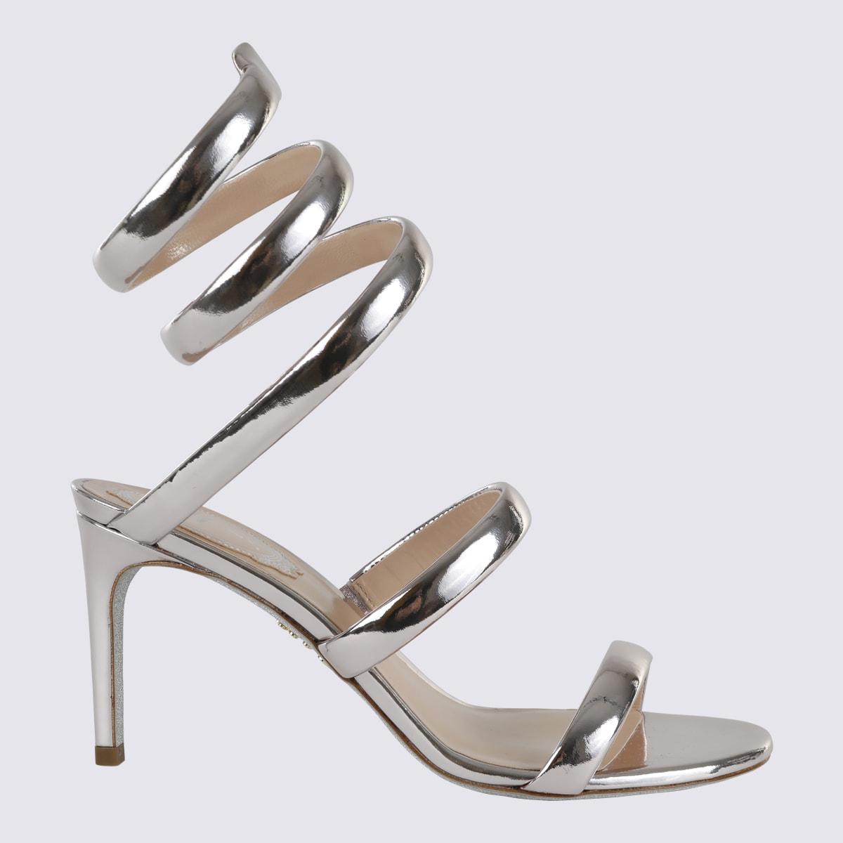 Shop René Caovilla Silver-tone Leather Cleo Sandals In Phard Specchio Calf