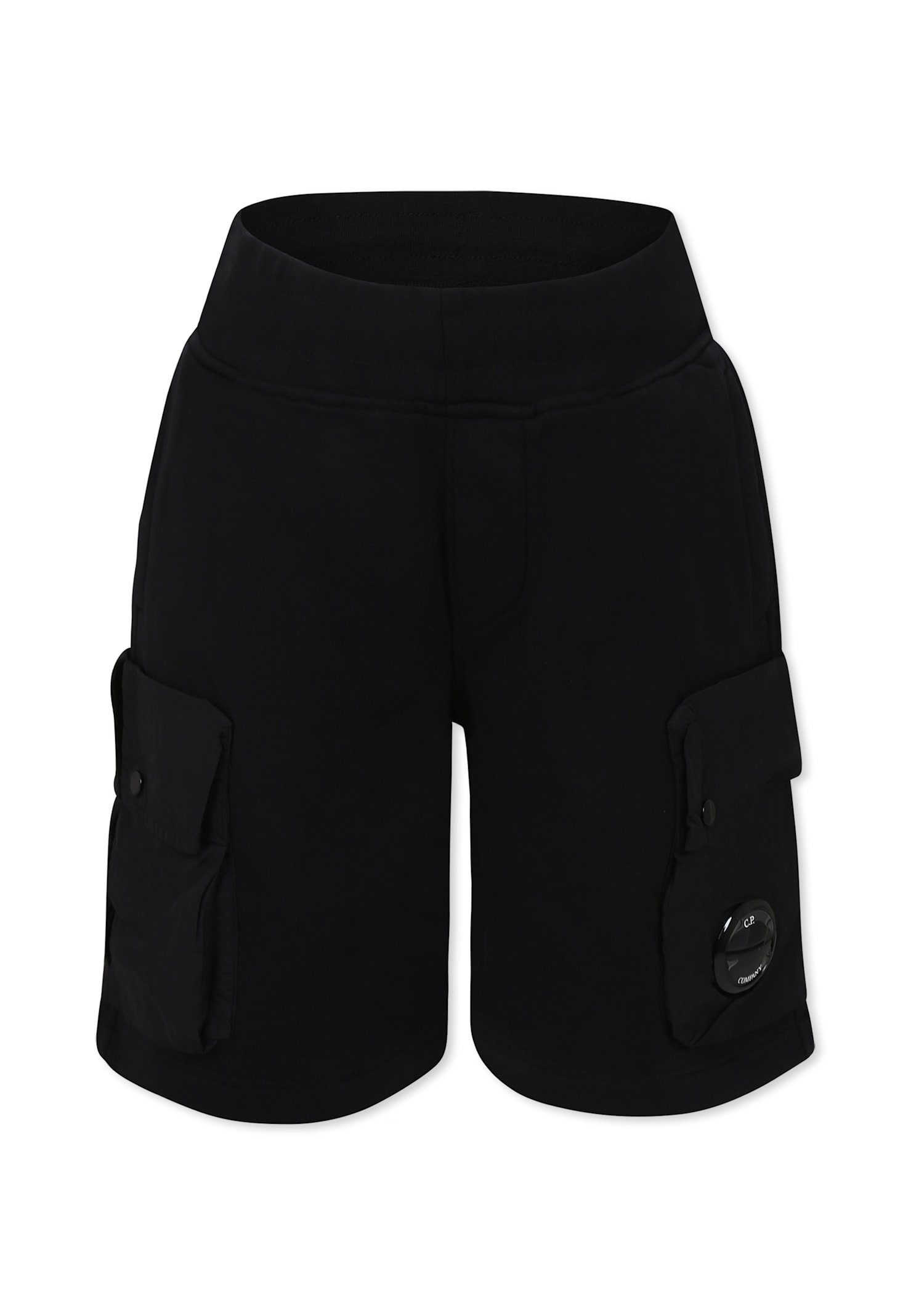 C.p. Company Undersixteen Black Shorts For Boy In Black