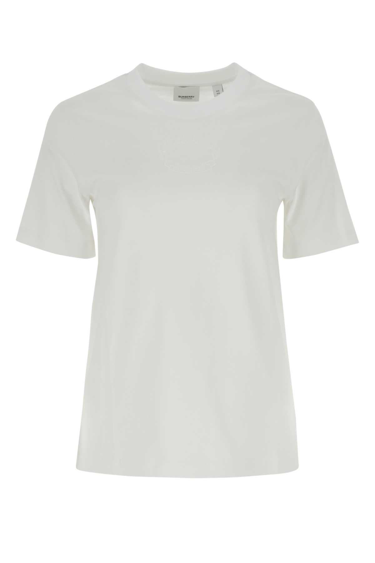 Shop Burberry White Cotton T-shirt