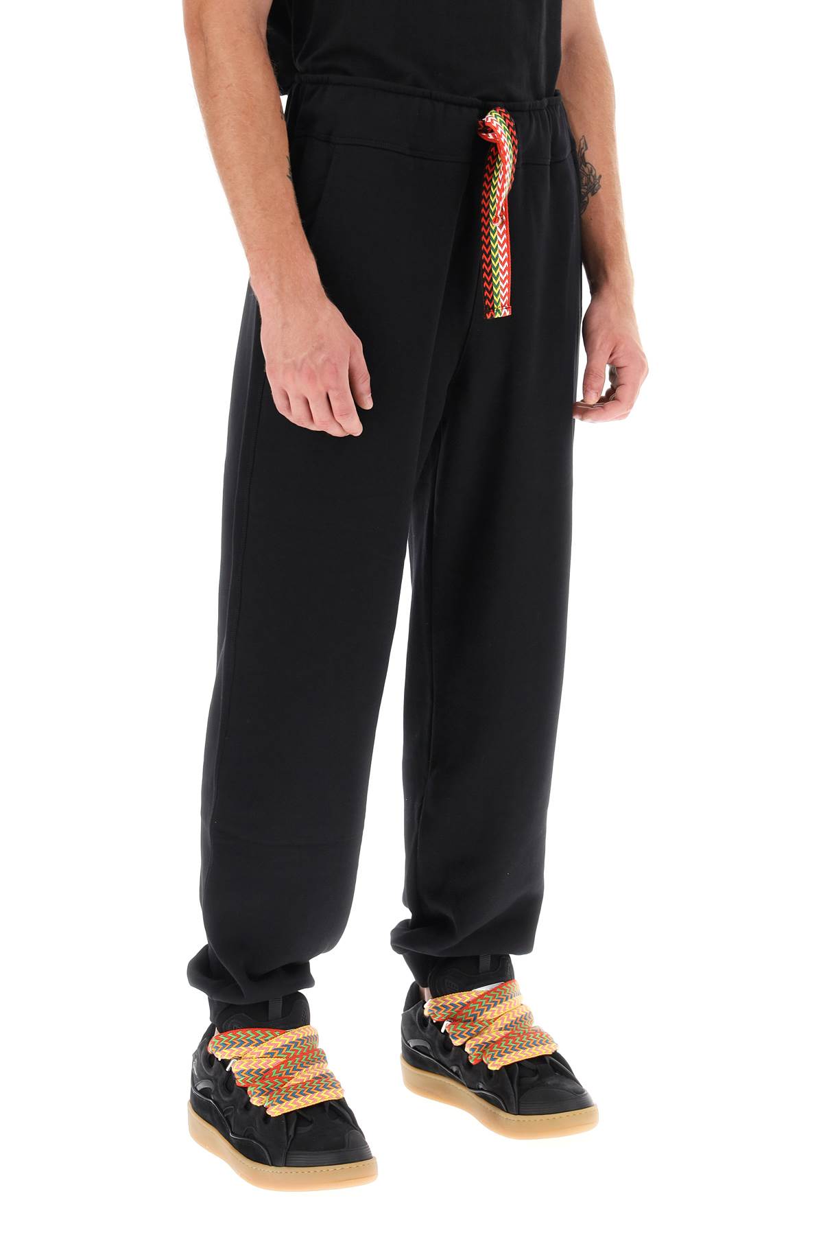 Shop Lanvin Curb Lace Sweatpants In Black