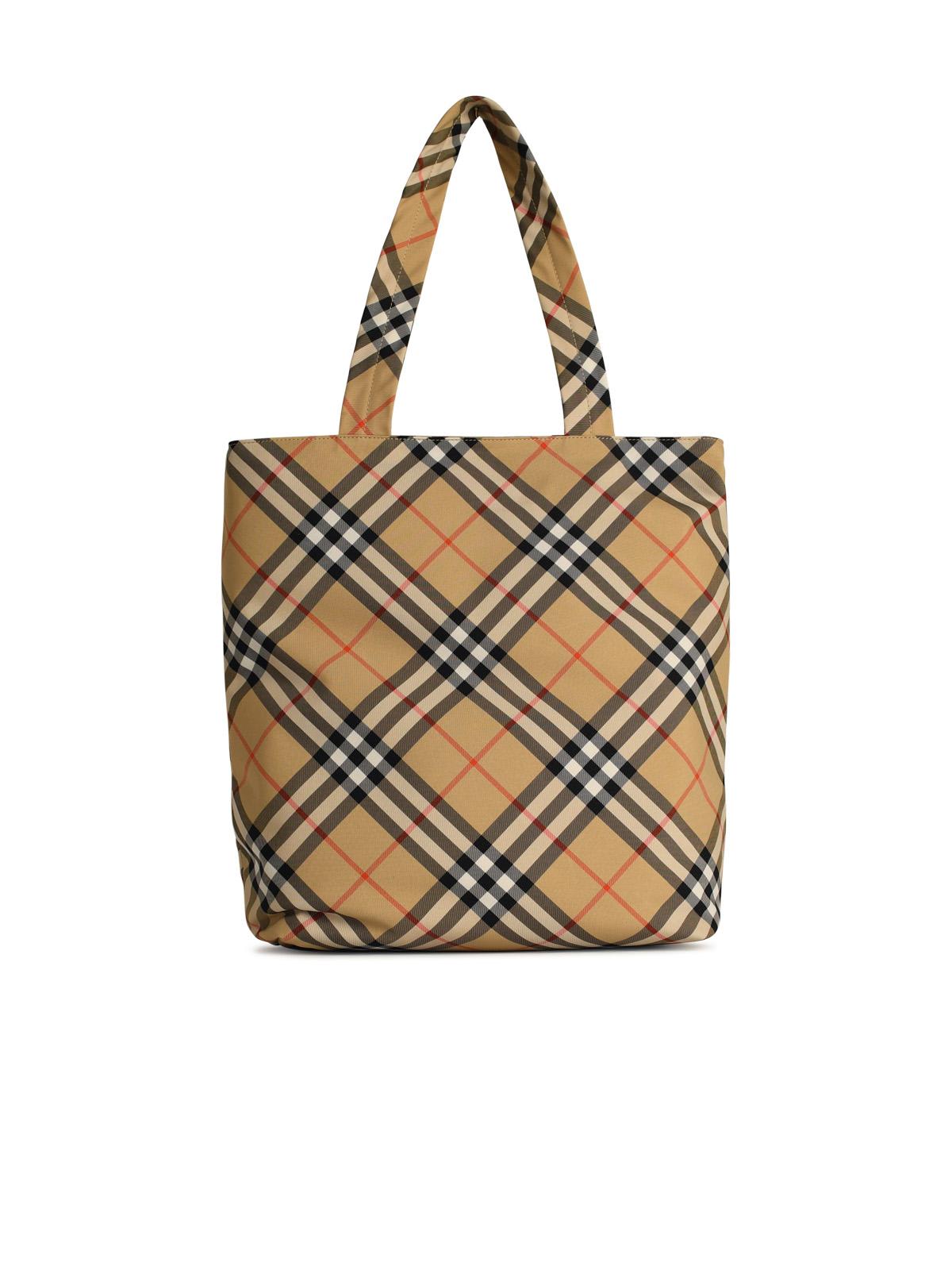 Shop Burberry Beige Polyester Blend Shopping Bag