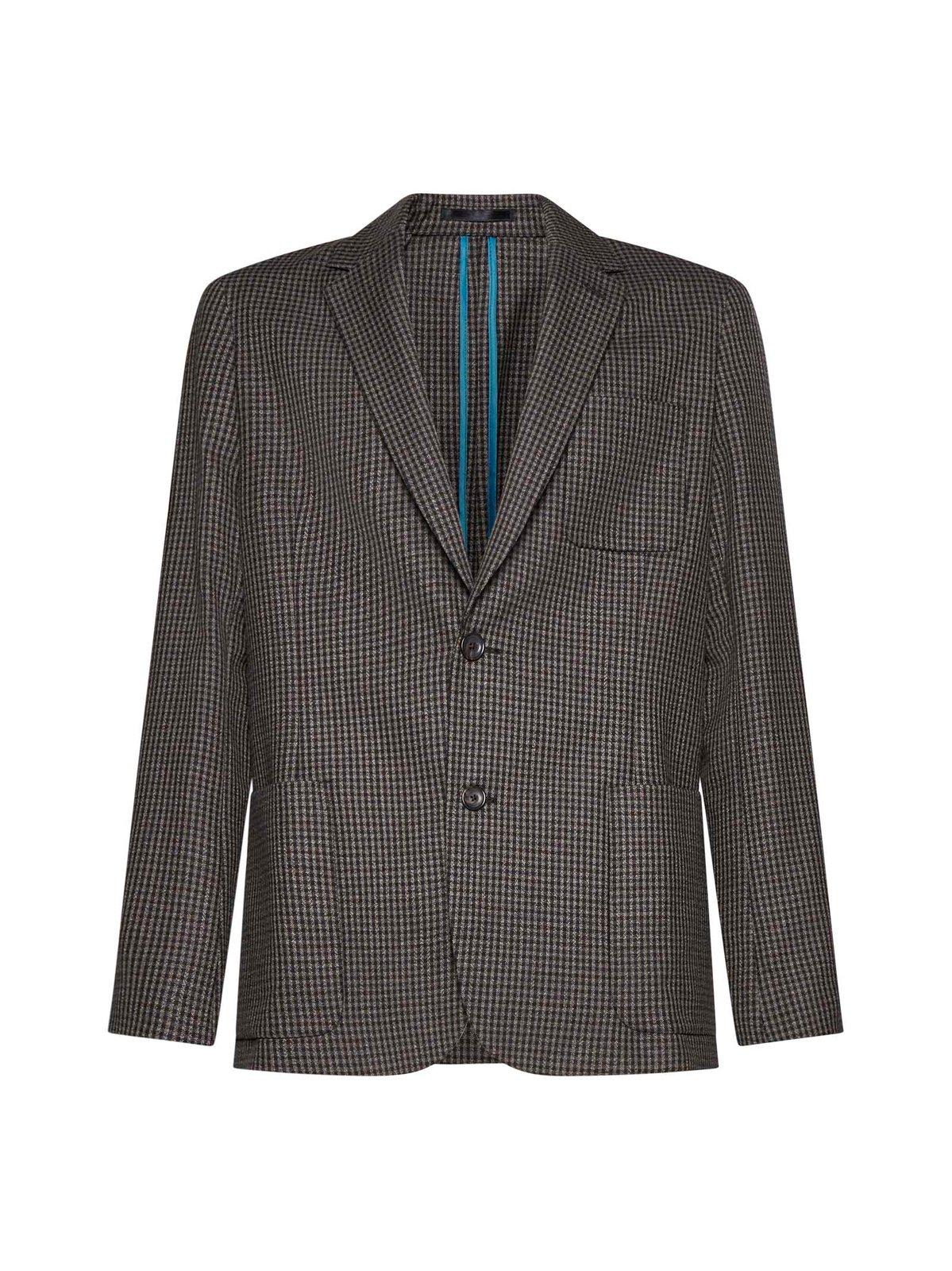 Shop Paul Smith Plaid Single-breasted Jacket In Brown