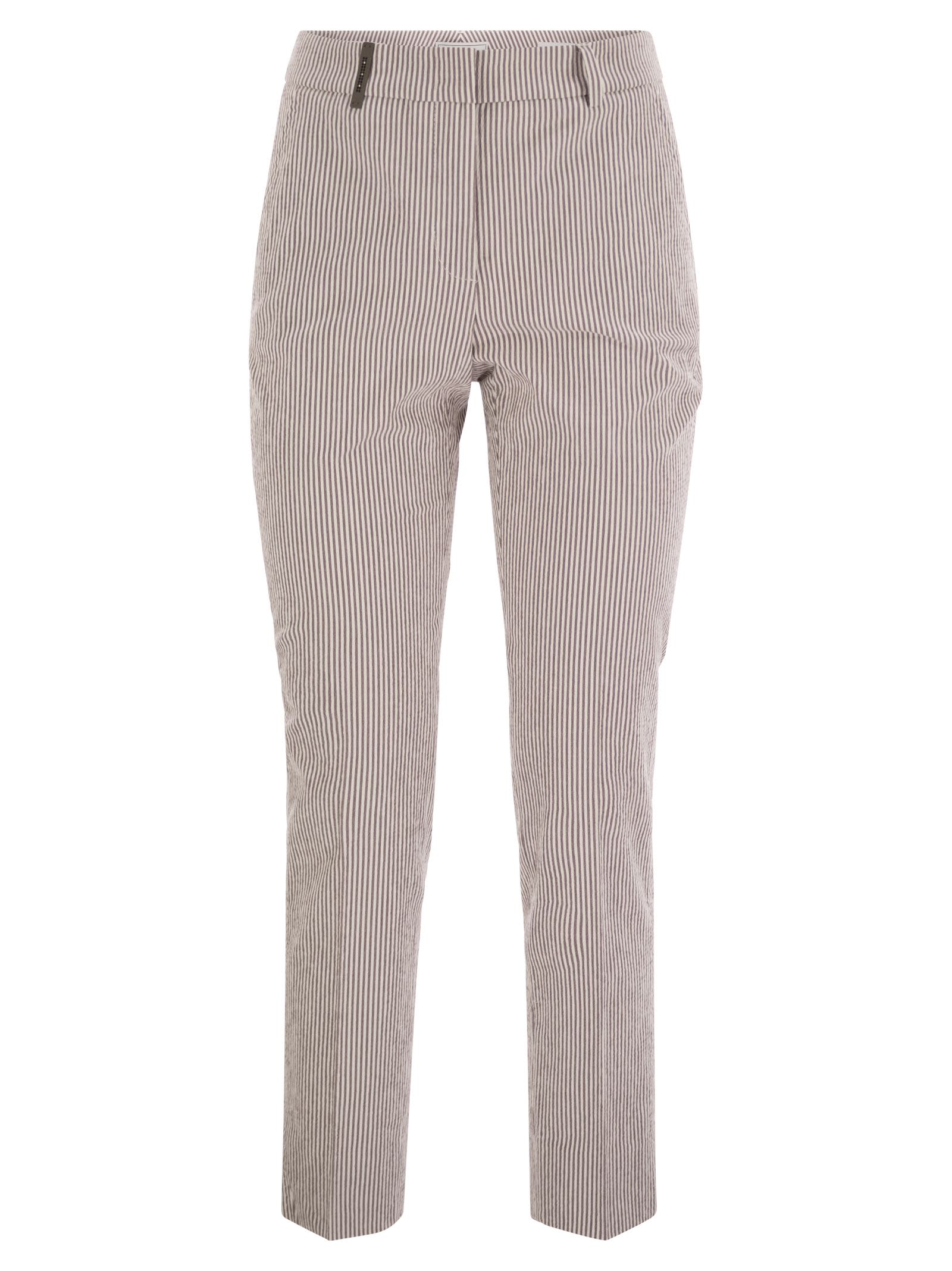 Shop Peserico Seersucker Cotton Cigarette Trousers