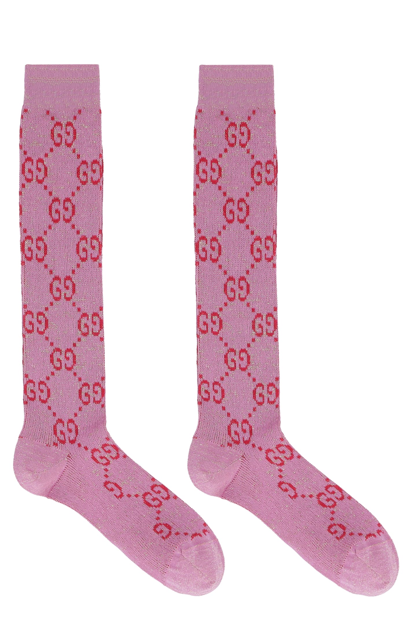 Gucci Jacquard Cotton Blend Socks In Pink
