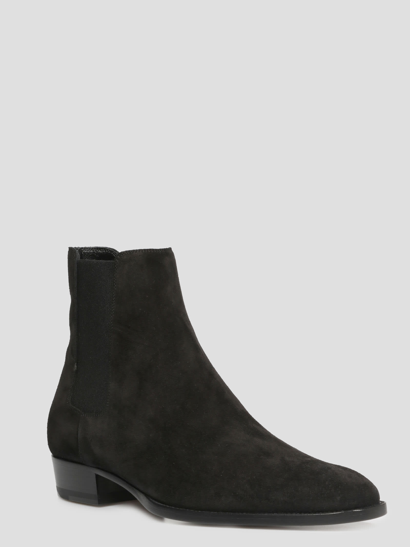 Shop Saint Laurent Wyatt Chelsea Boots In Black