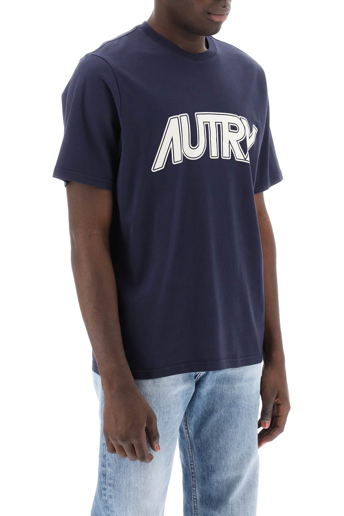 Shop Autry T-shirt With Maxi Logo Print In Blue
