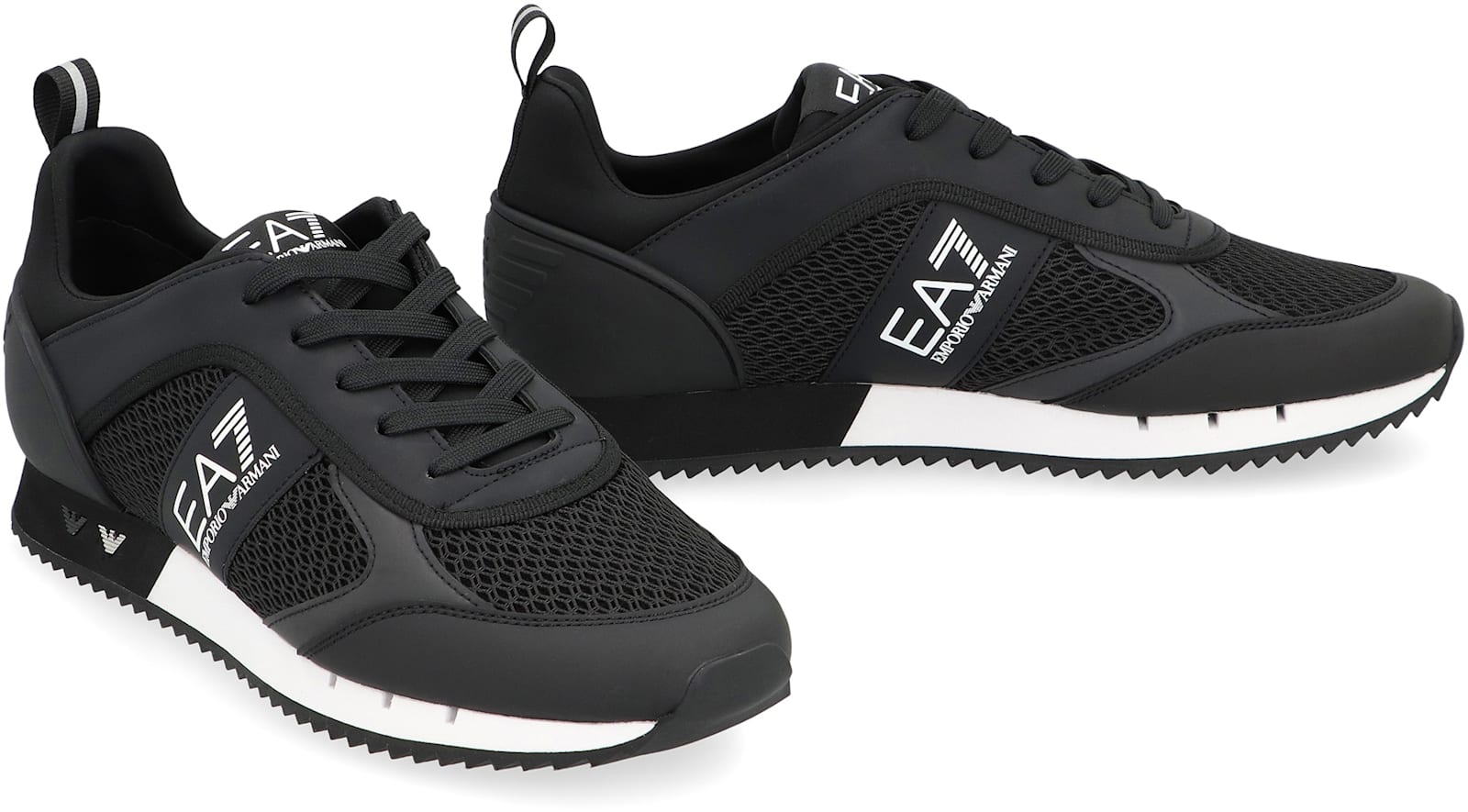 Ea7 Logo-embellished Lace-up Sneakers In Black