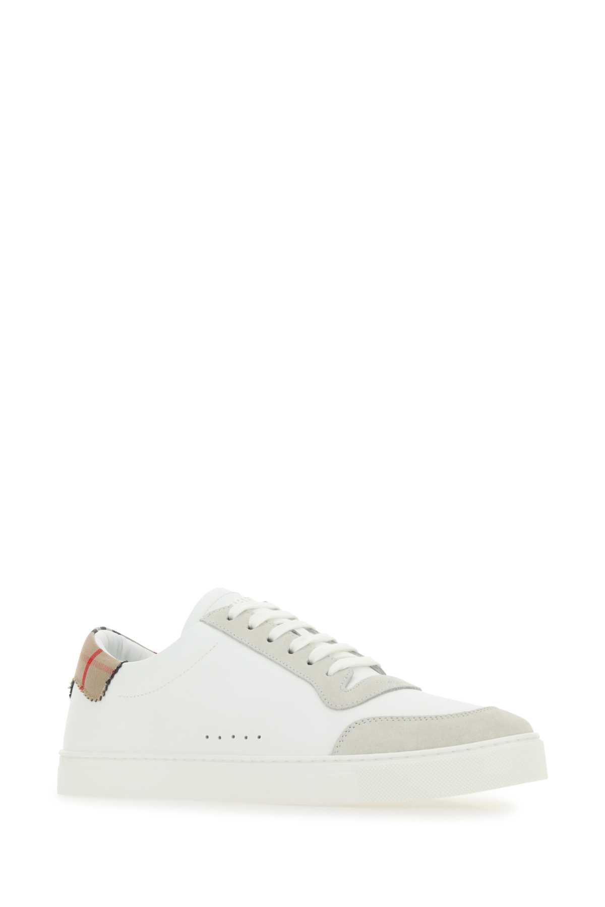Burberry Two-tone Leather And Suede Sneakers In Neutralwhite