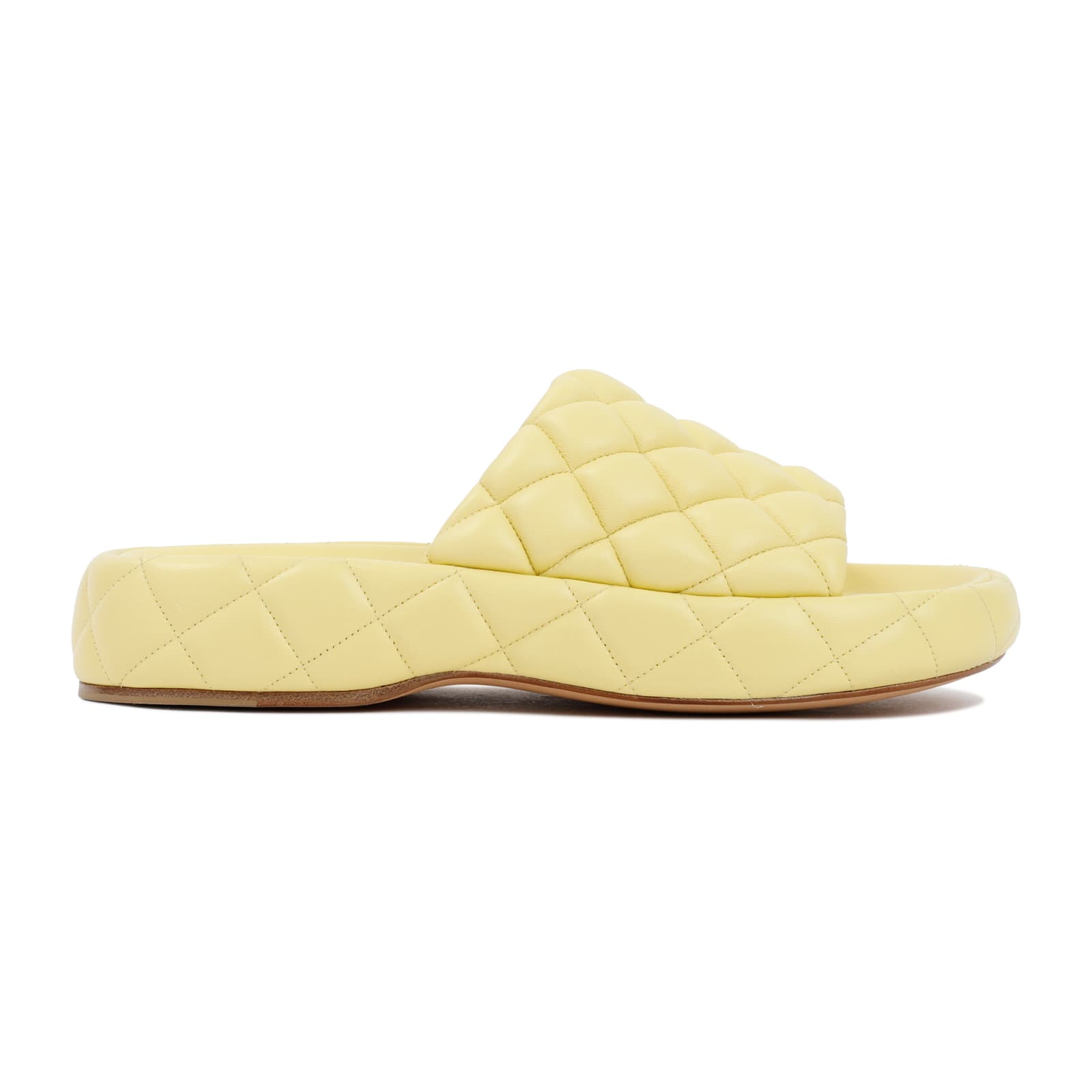 Shop Bottega Veneta Padded Leather Sandals In Lemonade