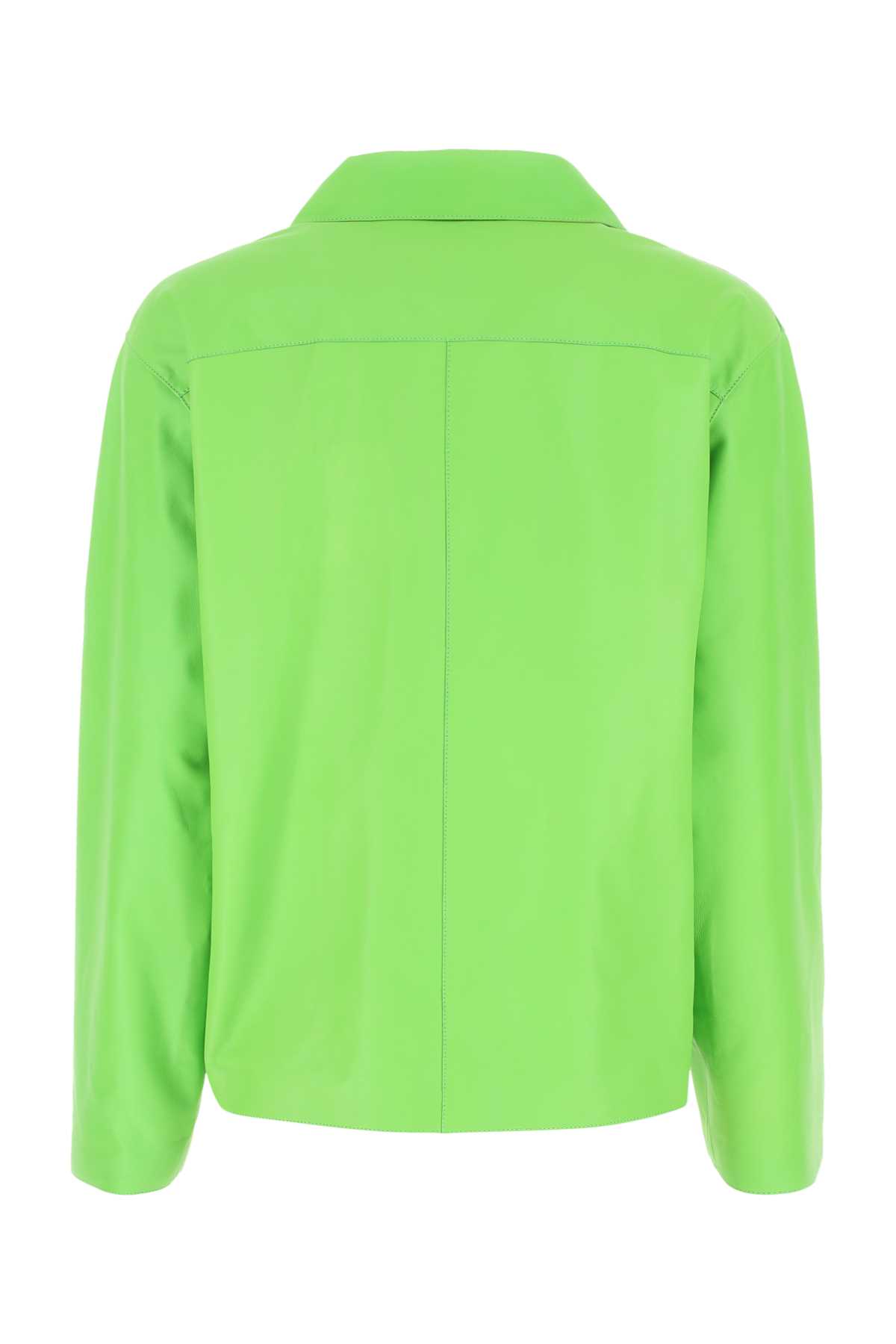 Shop Loewe Fluo Green Leather Shirt In Fluogreen