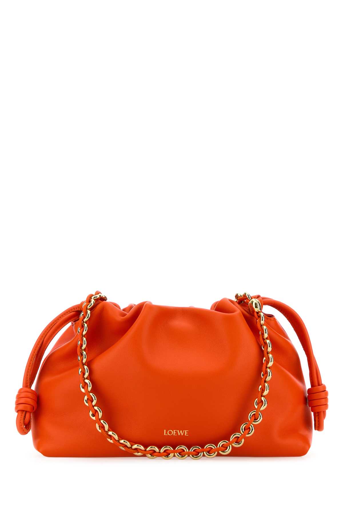 Shop Loewe Fluo Orange Nappa Leather Medium Flamenco Clutch In Vividorange