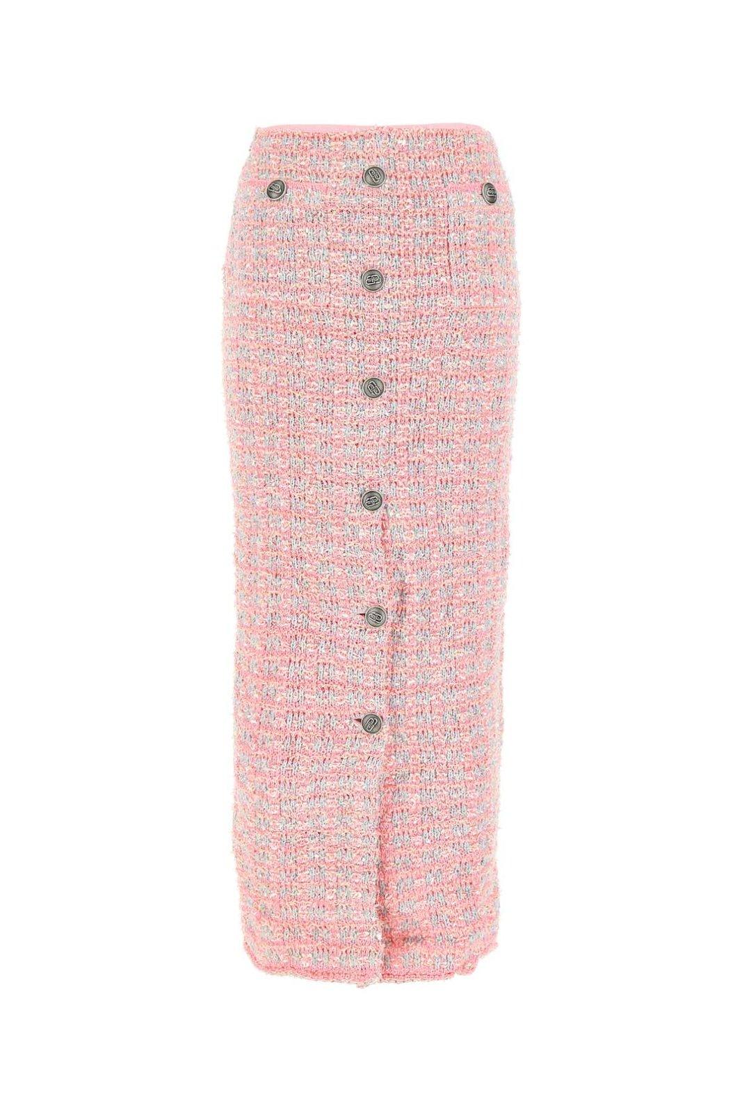 Balenciaga Tweed Button-up Pencil Skirt