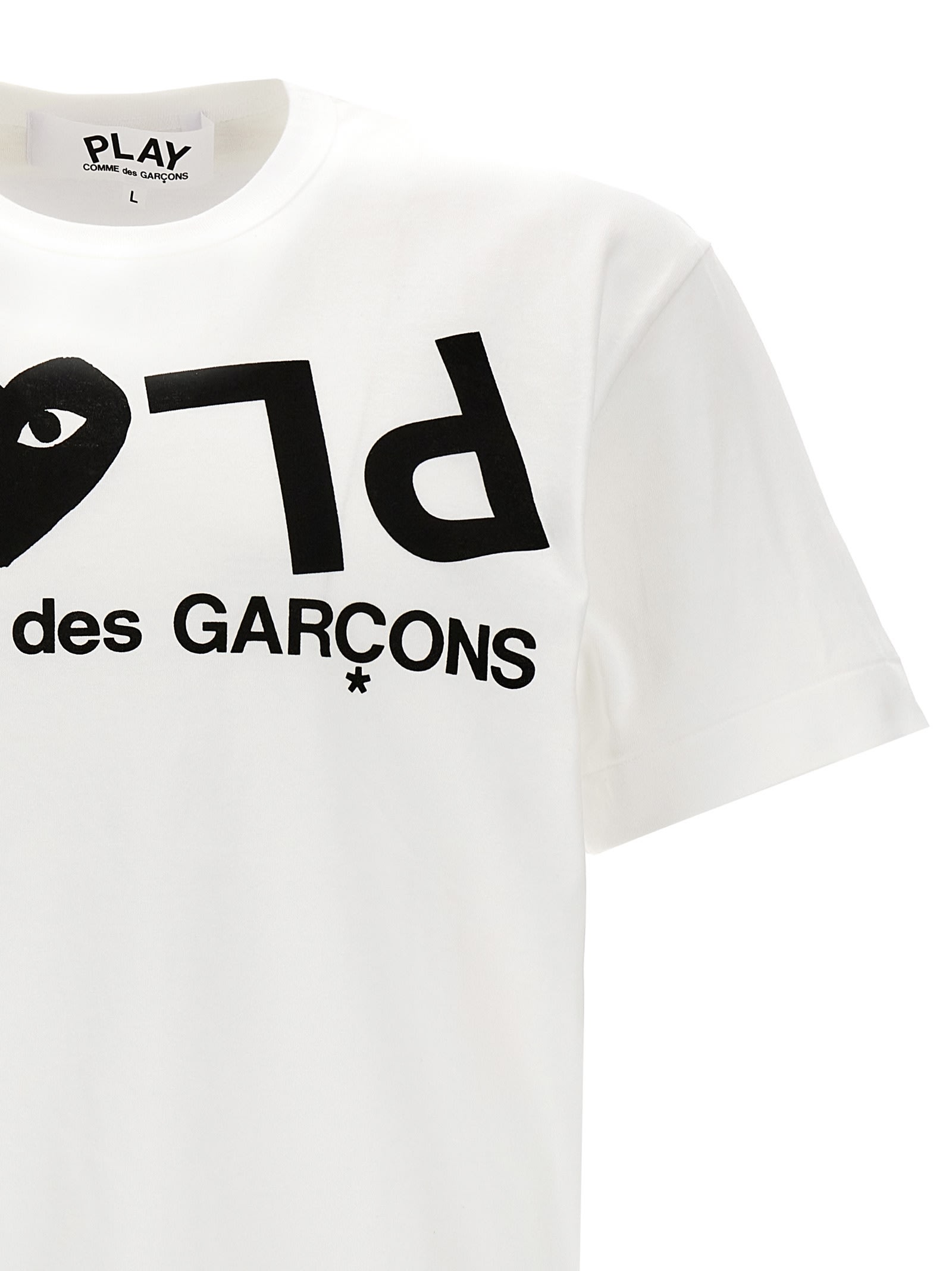 Shop Comme Des Garçons Play Logo Print T-shirt In White/black