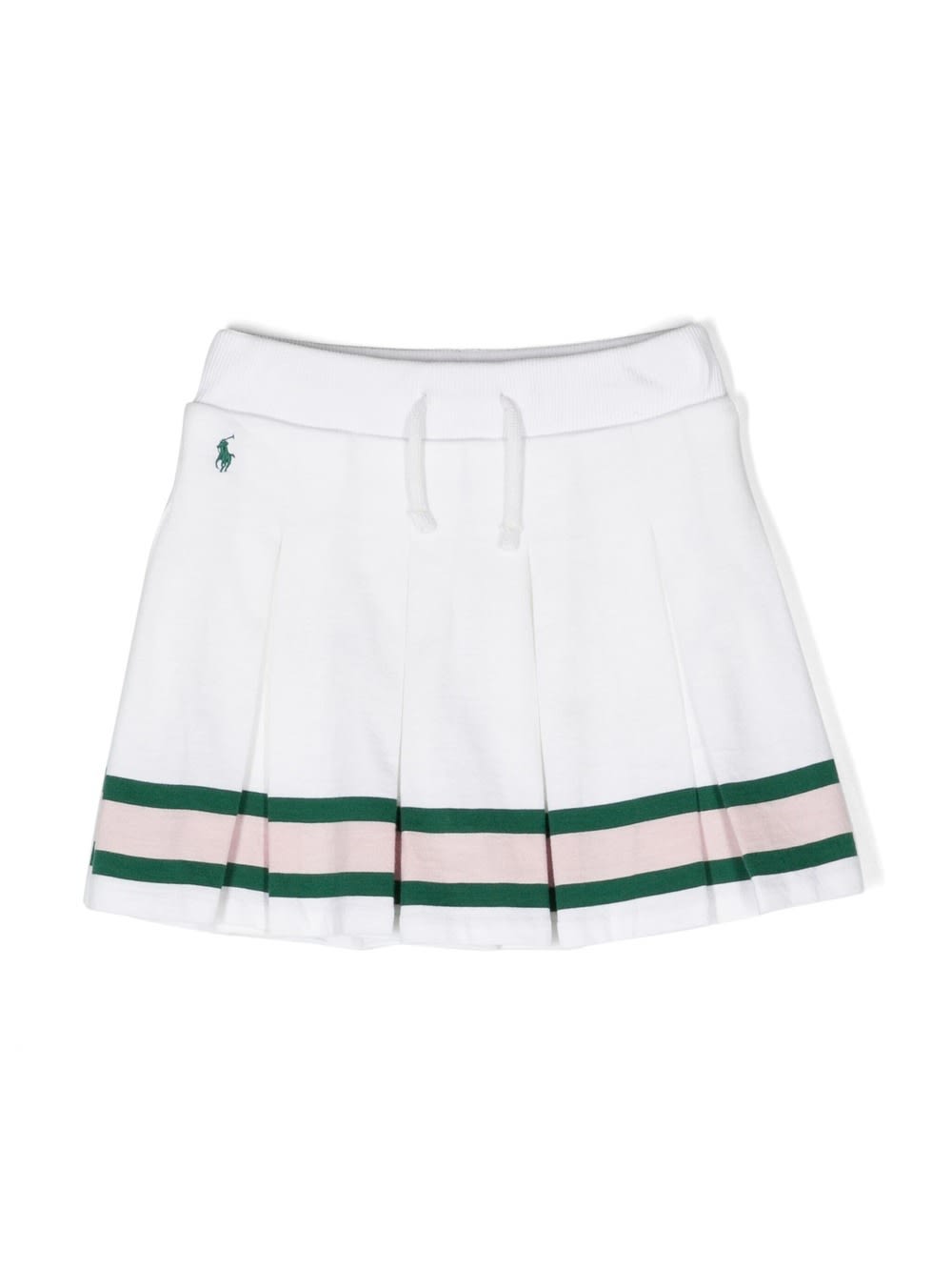 Shop Ralph Lauren White Pleated Mini Skirt With Striped Pattern