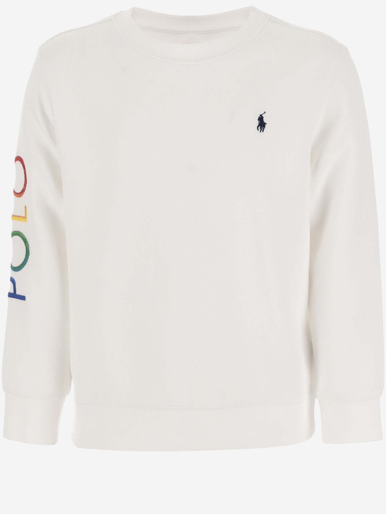 Polo Ralph Lauren Kids' Cotton Blend Sweatshirt With Logo In White