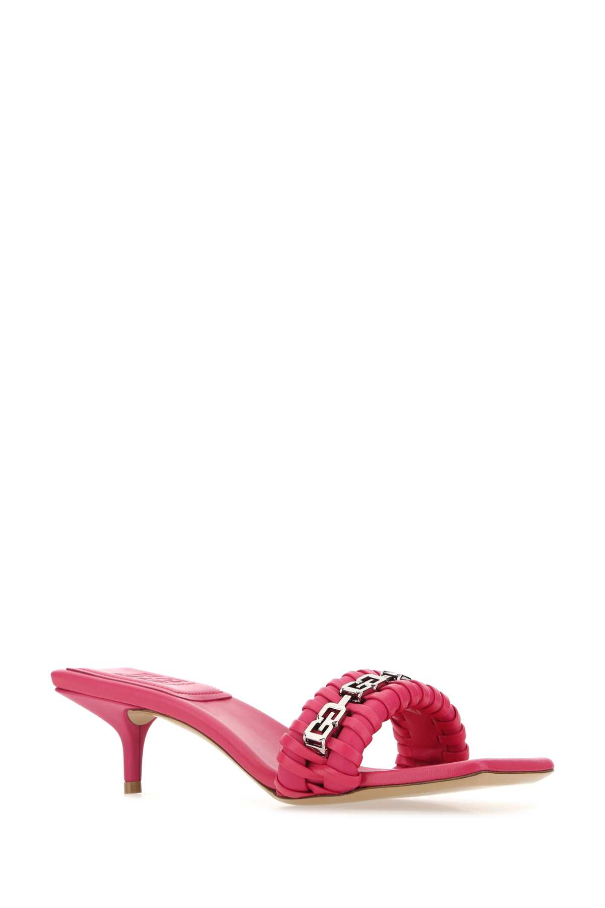 Shop Givenchy Fuchsia Nappa Leather G Woven Mules In 652