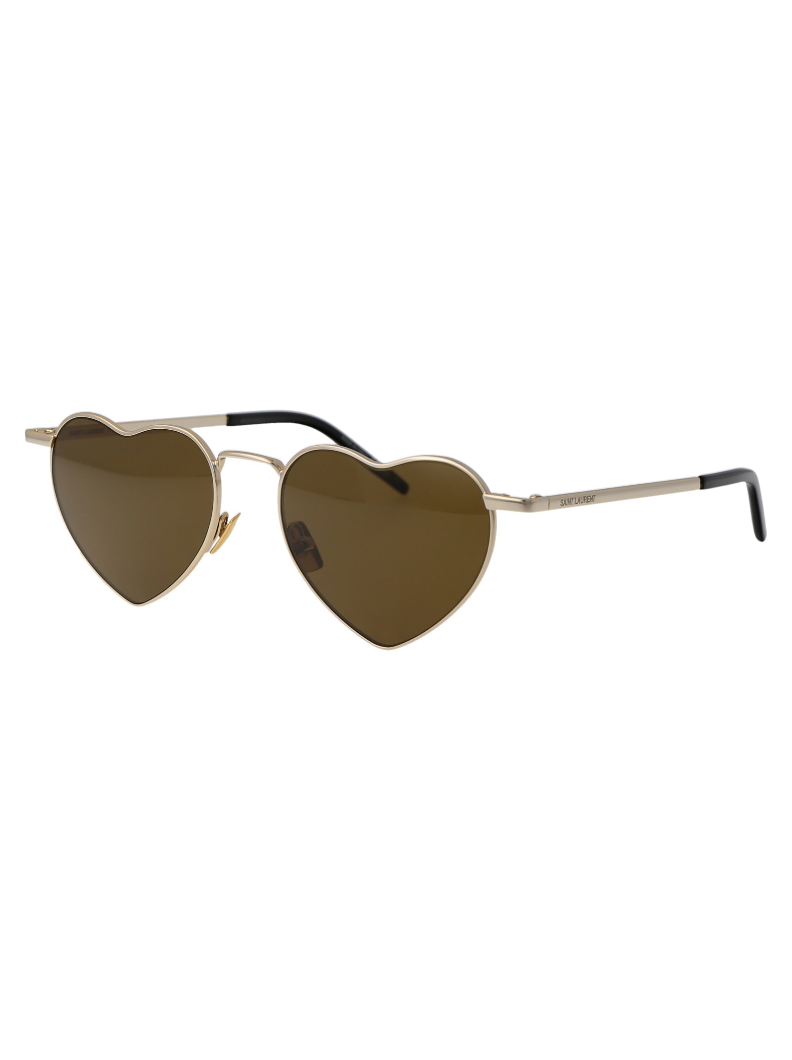 Shop Saint Laurent Sl 301 Loulou Sunglasses In 015 Gold Gold Brown