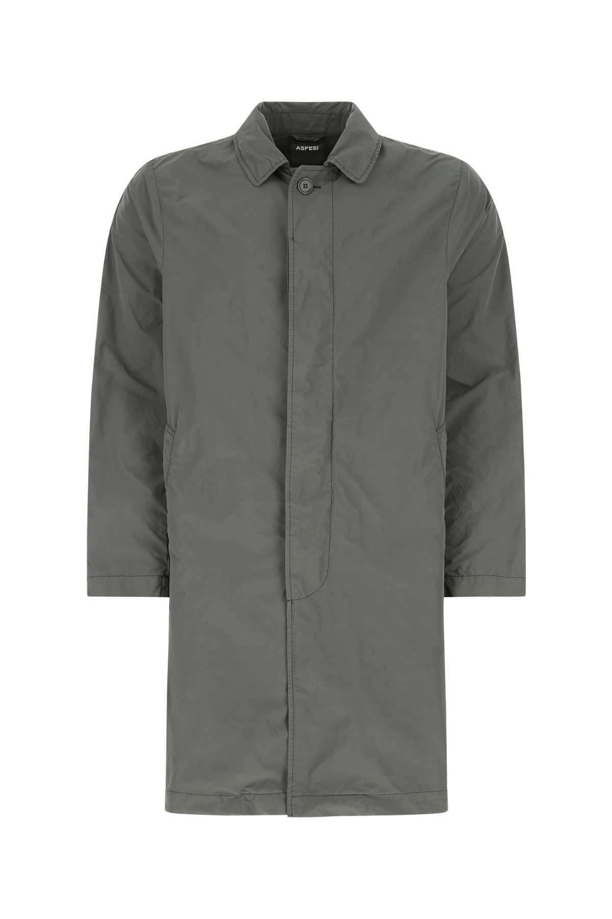 Dark Grey Polyester Blend Rain Coat