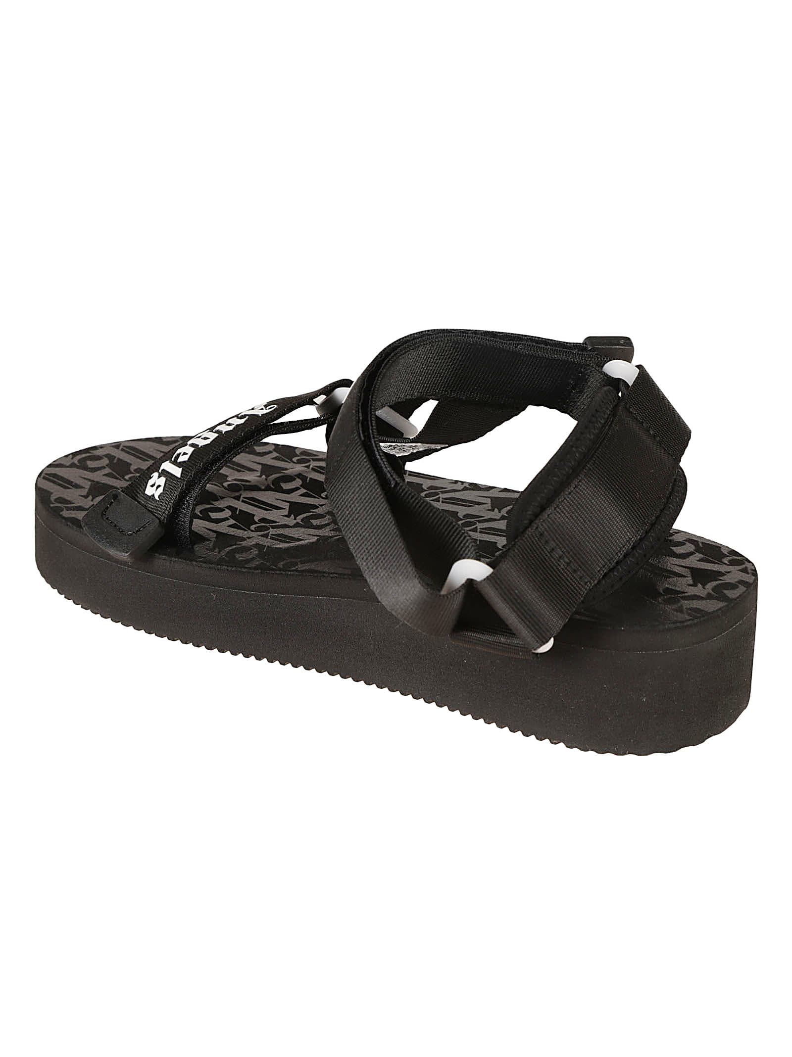 Shop Palm Angels X Suicoke Depa Sandals In Black White (black)