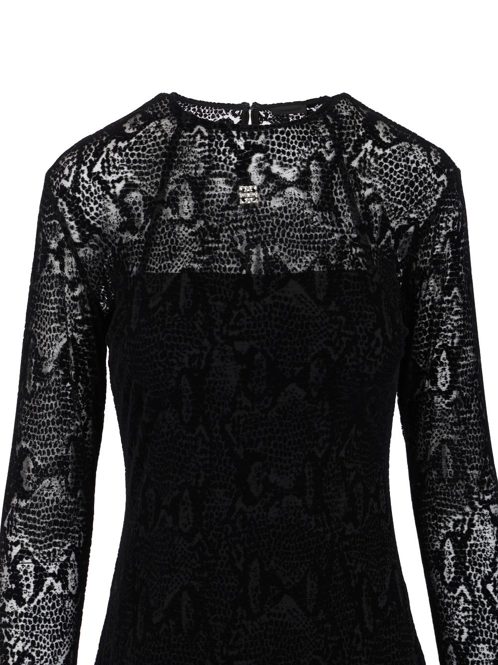 Givenchy Python Print Tulle Dress With 4g Detail In Black