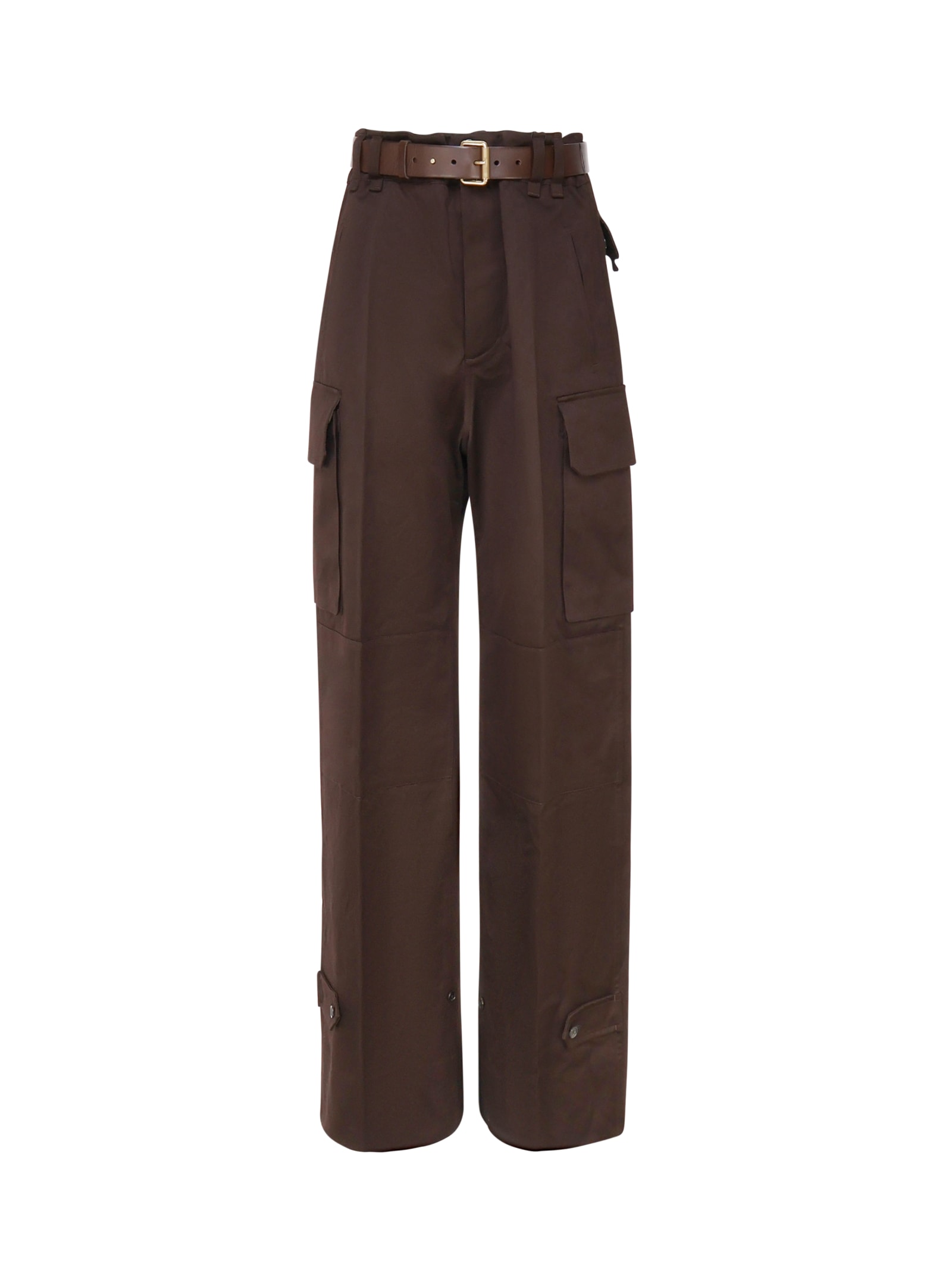 Shop Saint Laurent Cargo Pants In Cotton In Brown