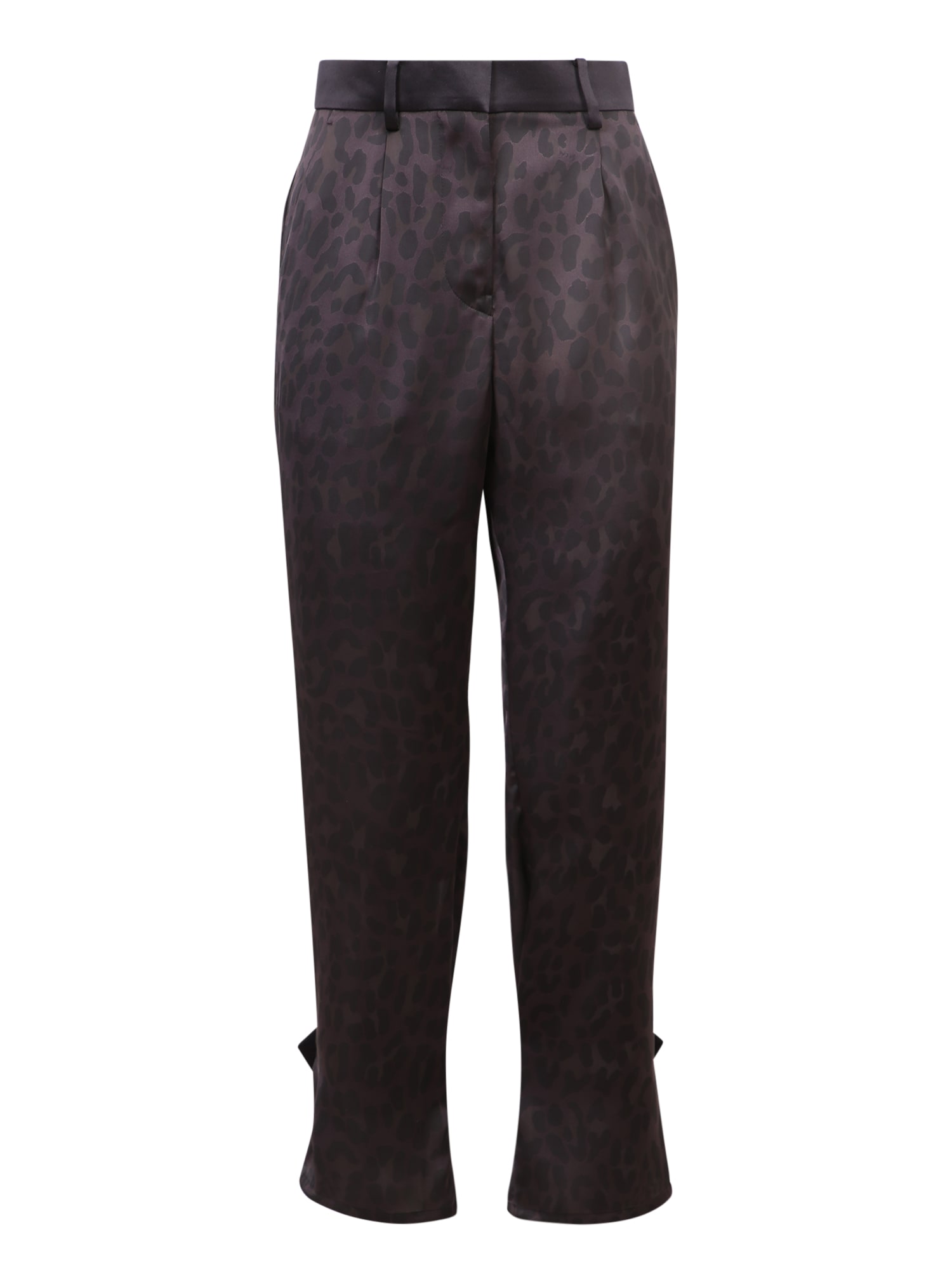 Shop Sacai Leopard Print Trousers In Black