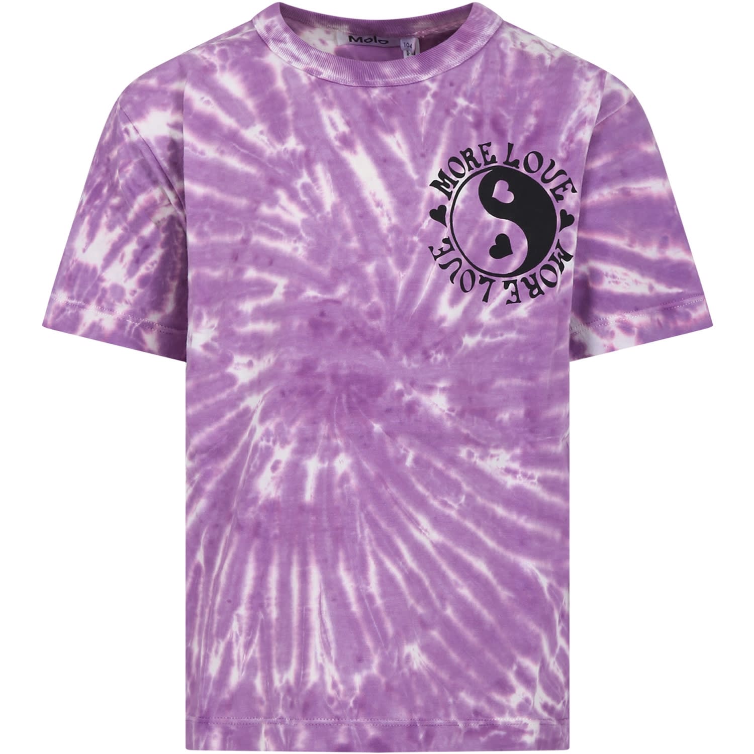 Molo Kids' Purple T-shirt For Girl With Print And Writing In Violet