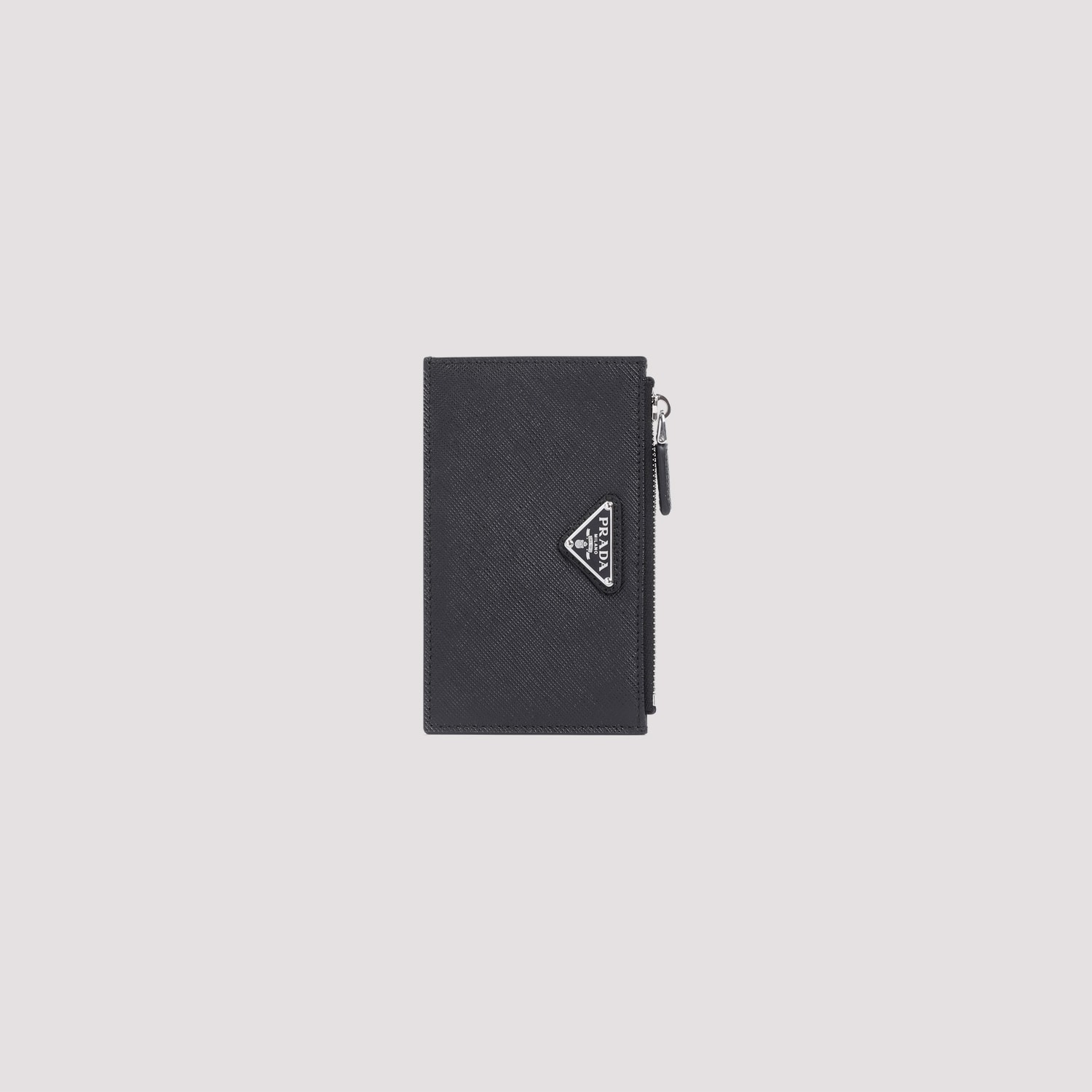 Prada Calf Leather Credit Card Case In Black
