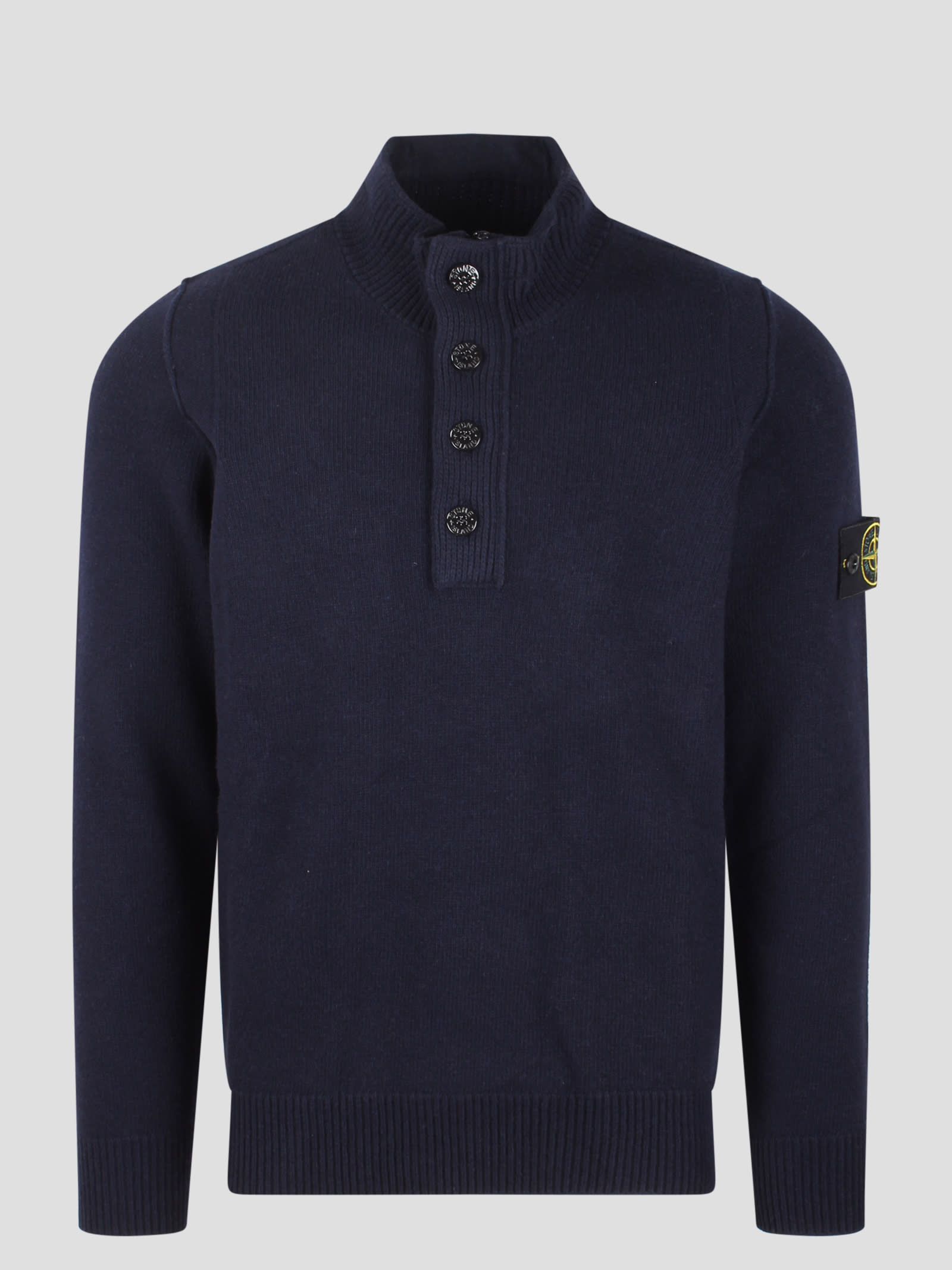 Shop Stone Island Half-zip Knit Pullover In Blue