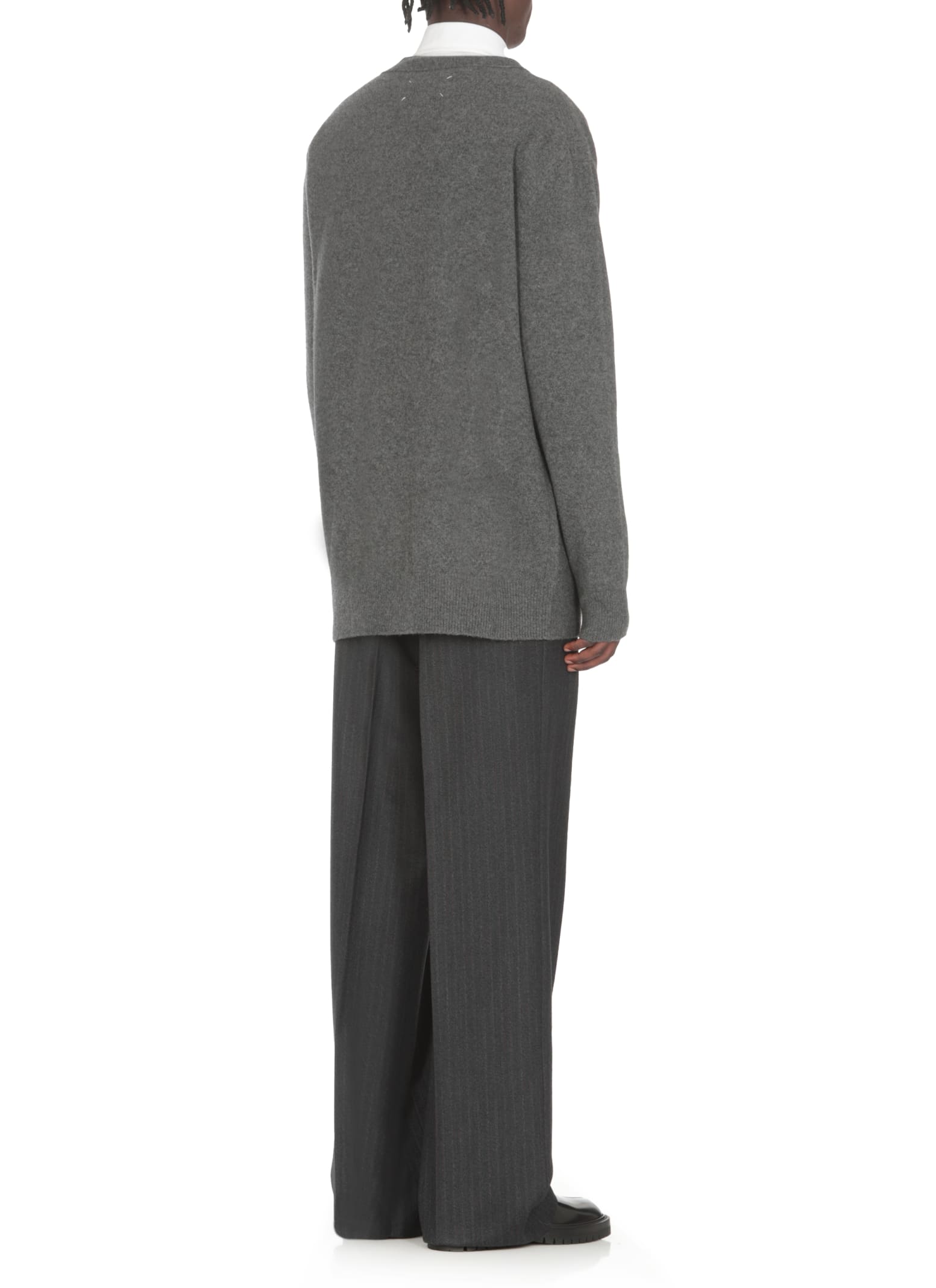 Shop Maison Margiela Wool Cardigan In Grey