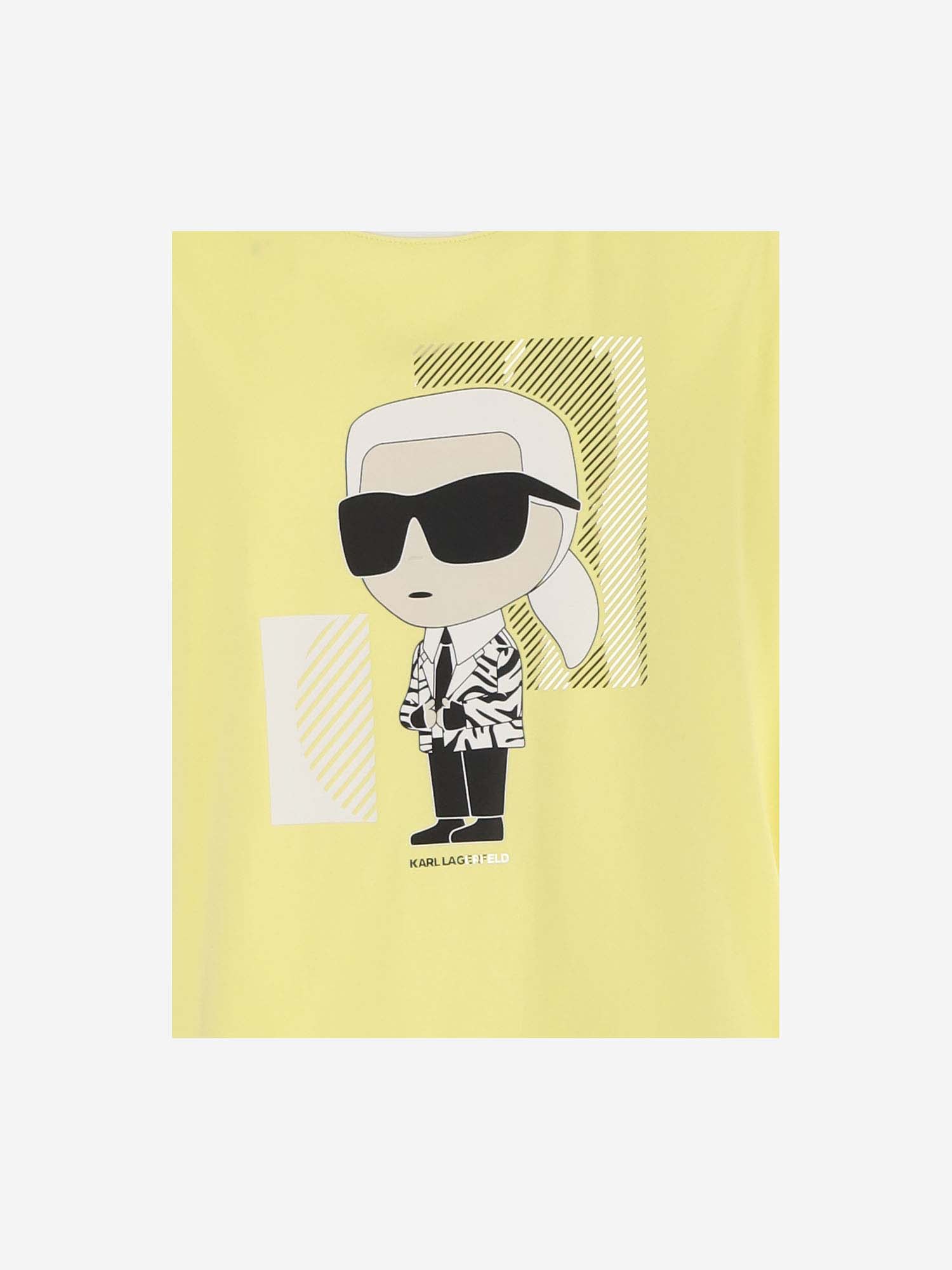 Shop Karl Lagerfeld Cotton Blend T-shirt With Logo In Yellow