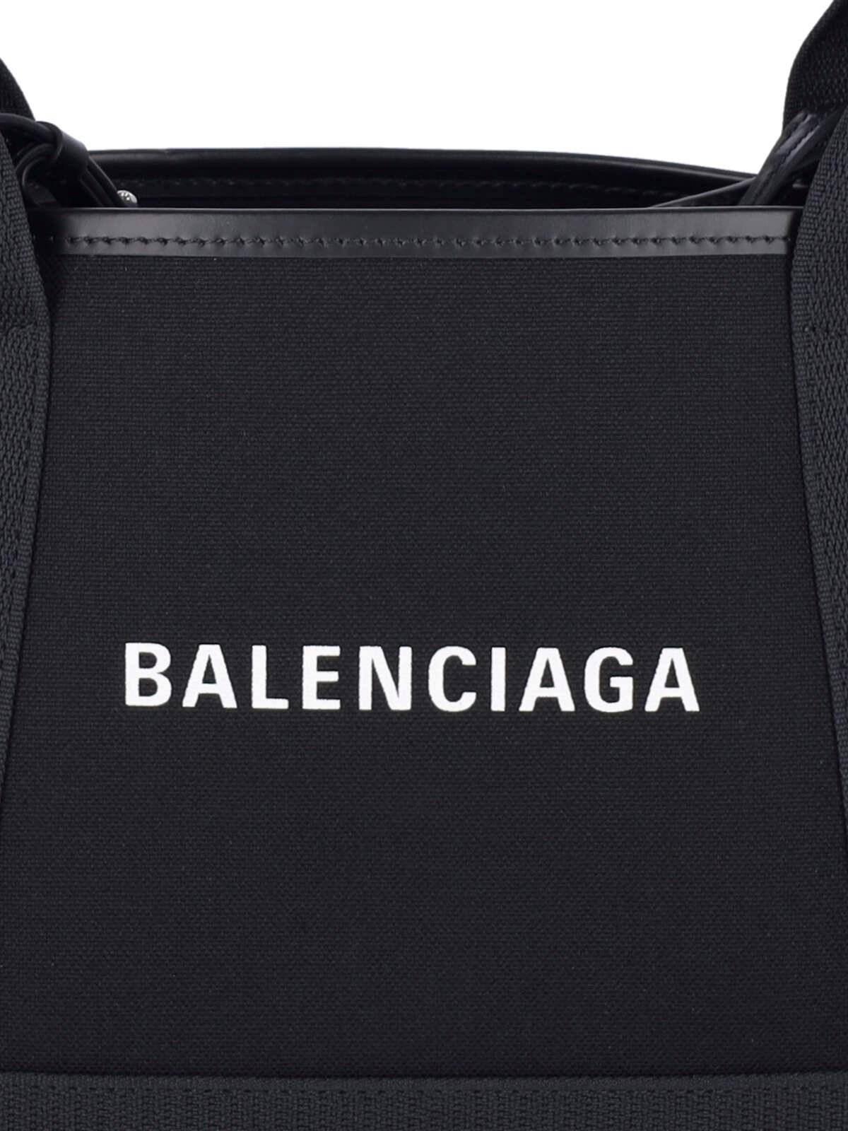 Shop Balenciaga Navy Cabas Xs Tote Bag In Black