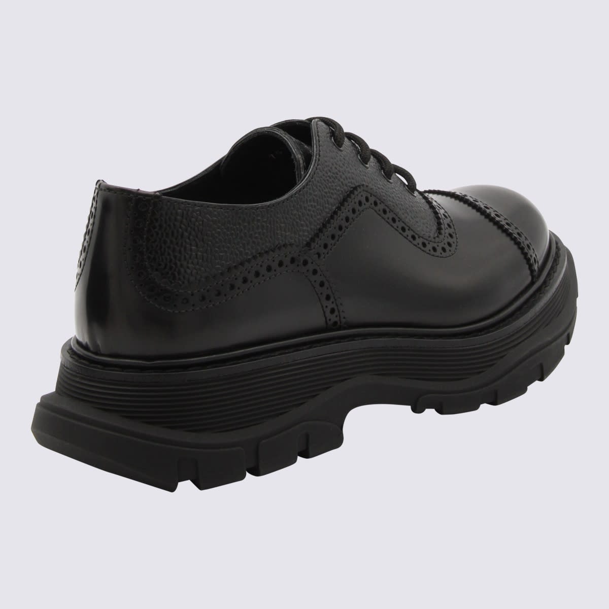 Shop Alexander Mcqueen Black Leather Pantofi Loafers