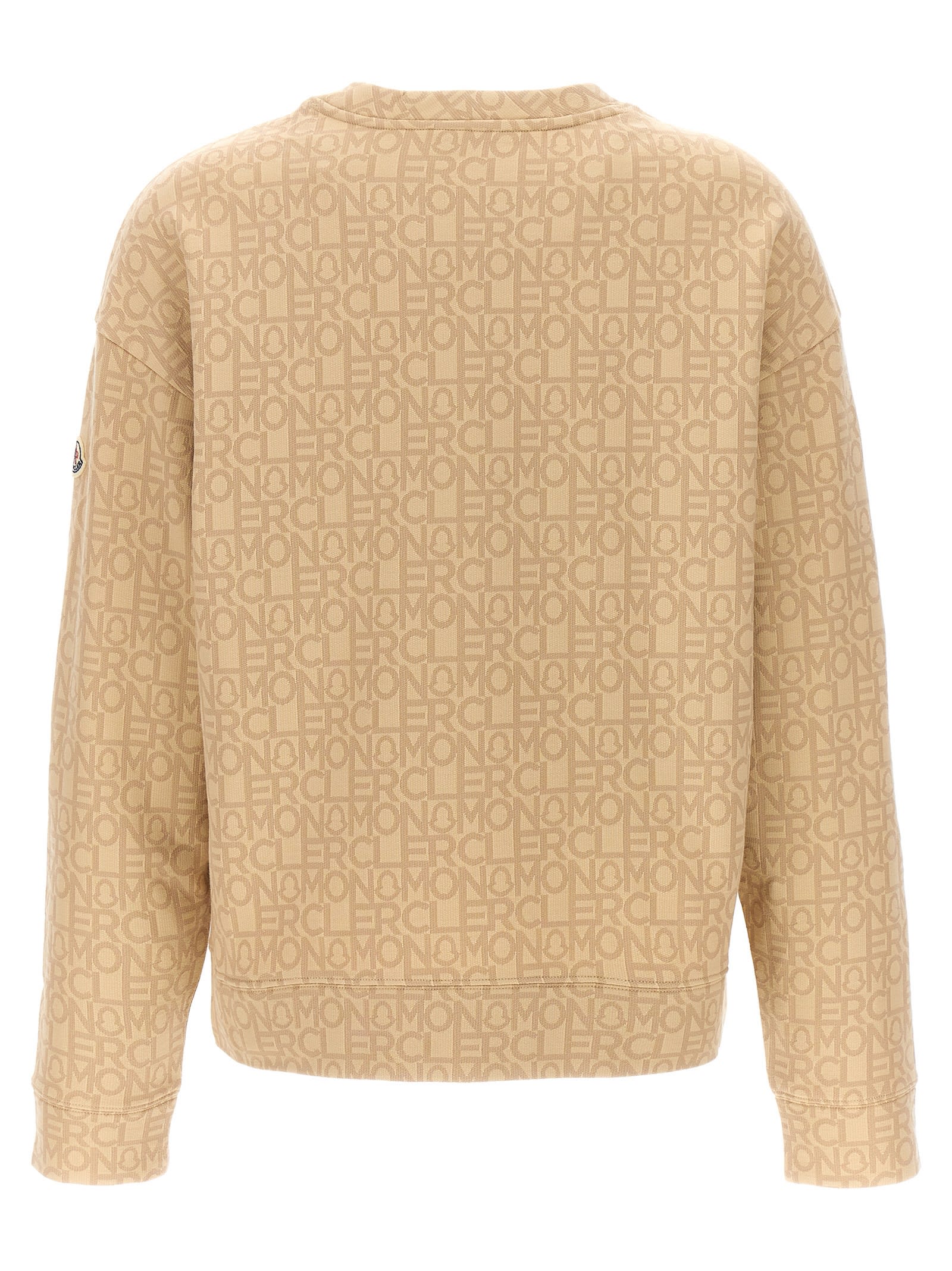 Shop Moncler Jacquard Logo Sweatshirt In Beige