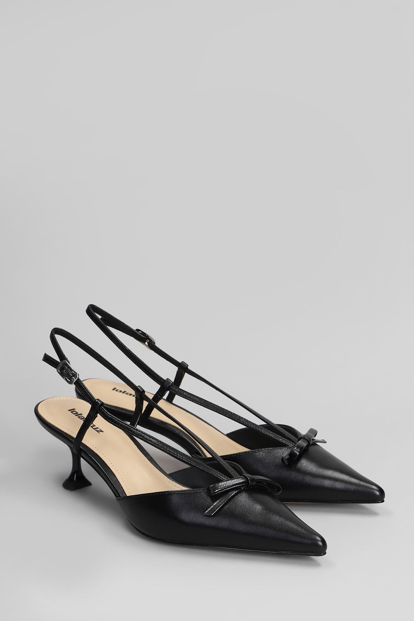 Lola Cruz Satina Heel 55 Pumps In Black Leather In Black